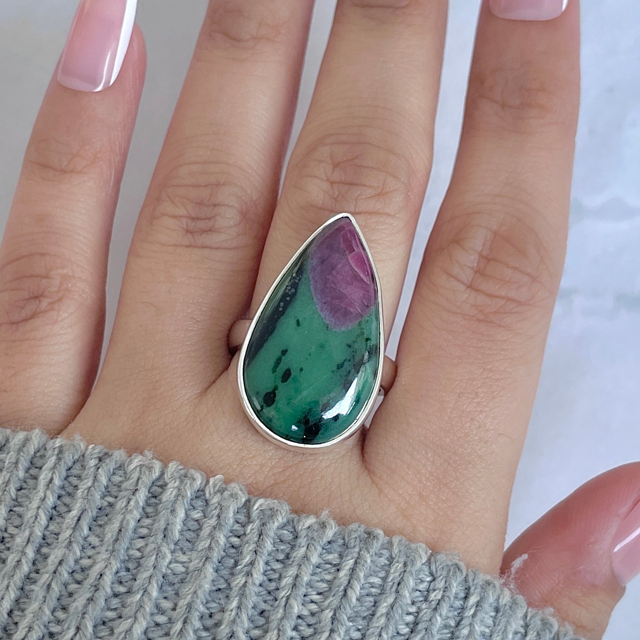 Ruby Zoisite Adjustable Ring-(RZS-R-95.)