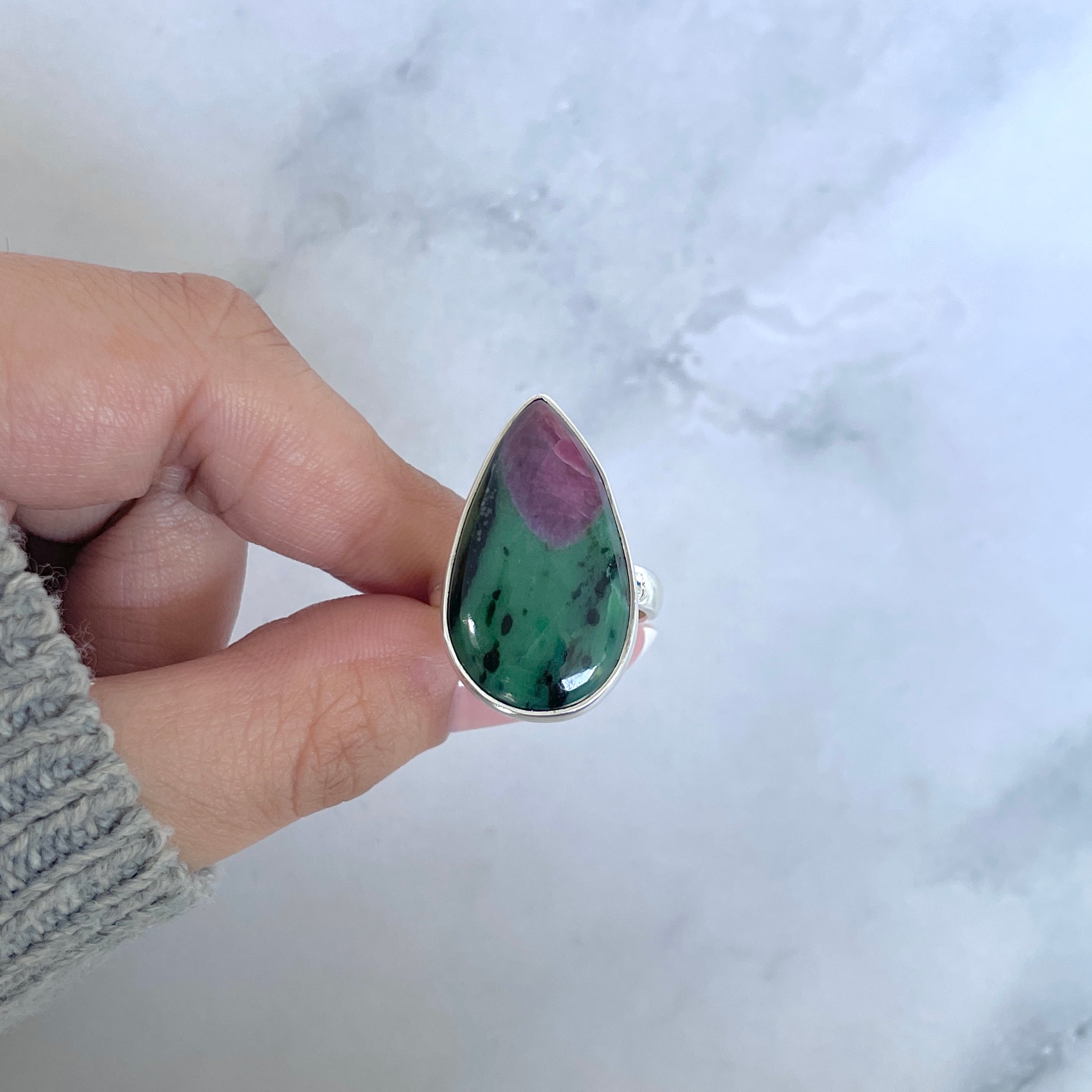 Ruby Zoisite Adjustable Ring-(RZS-R-95.)