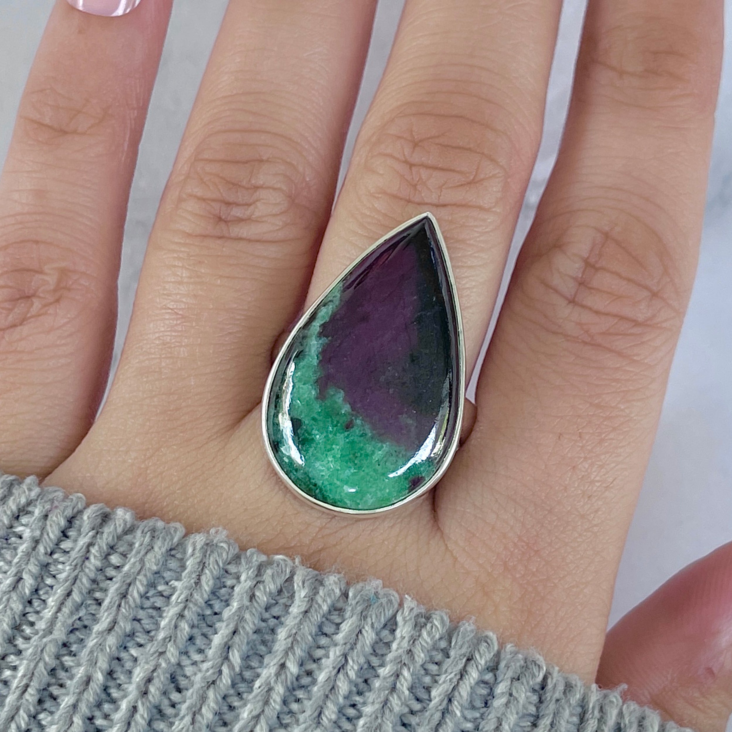 Ruby Zoisite Adjustable Ring-(RZS-R-96.)