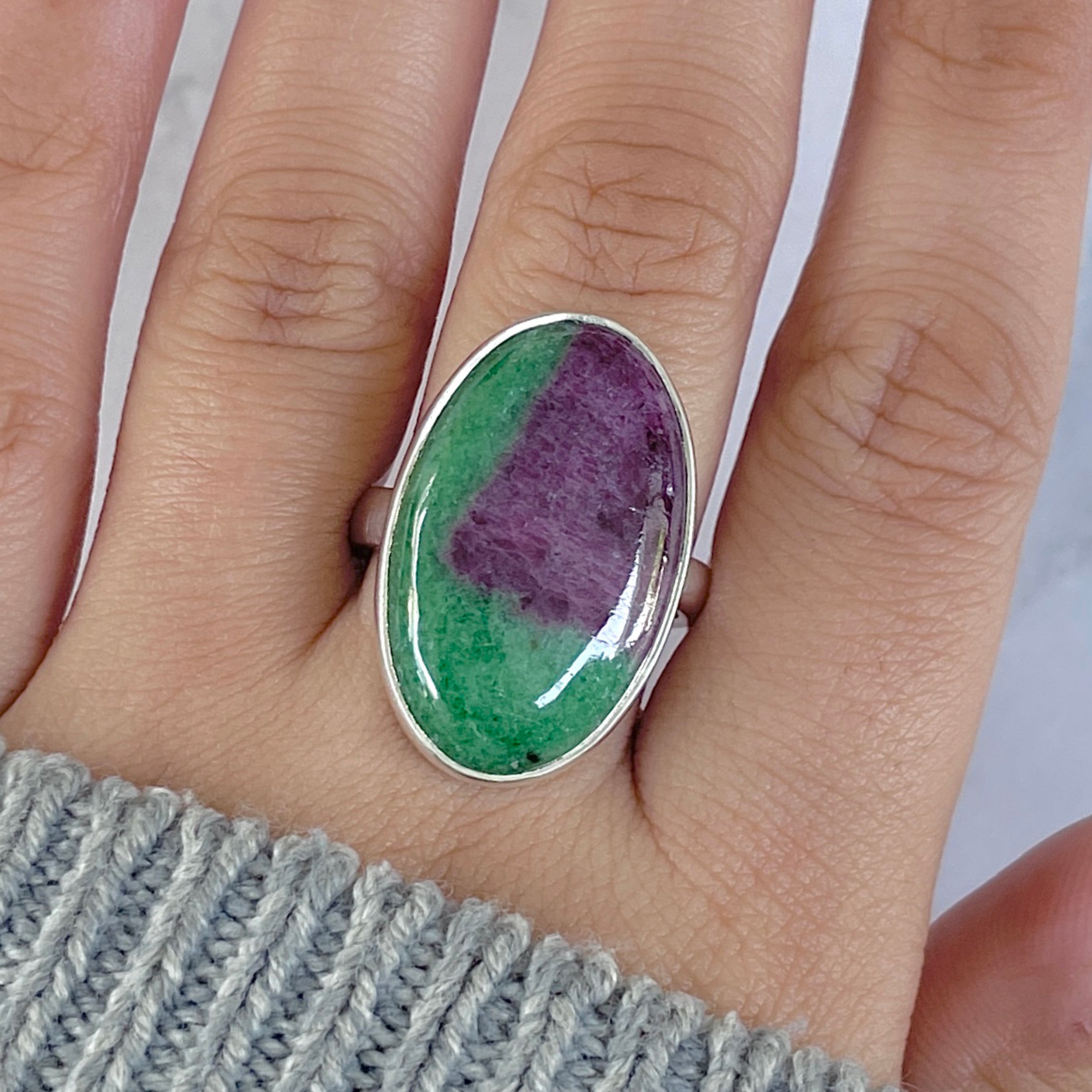 Ruby Zoisite Adjustable Ring-(RZS-R-98.)