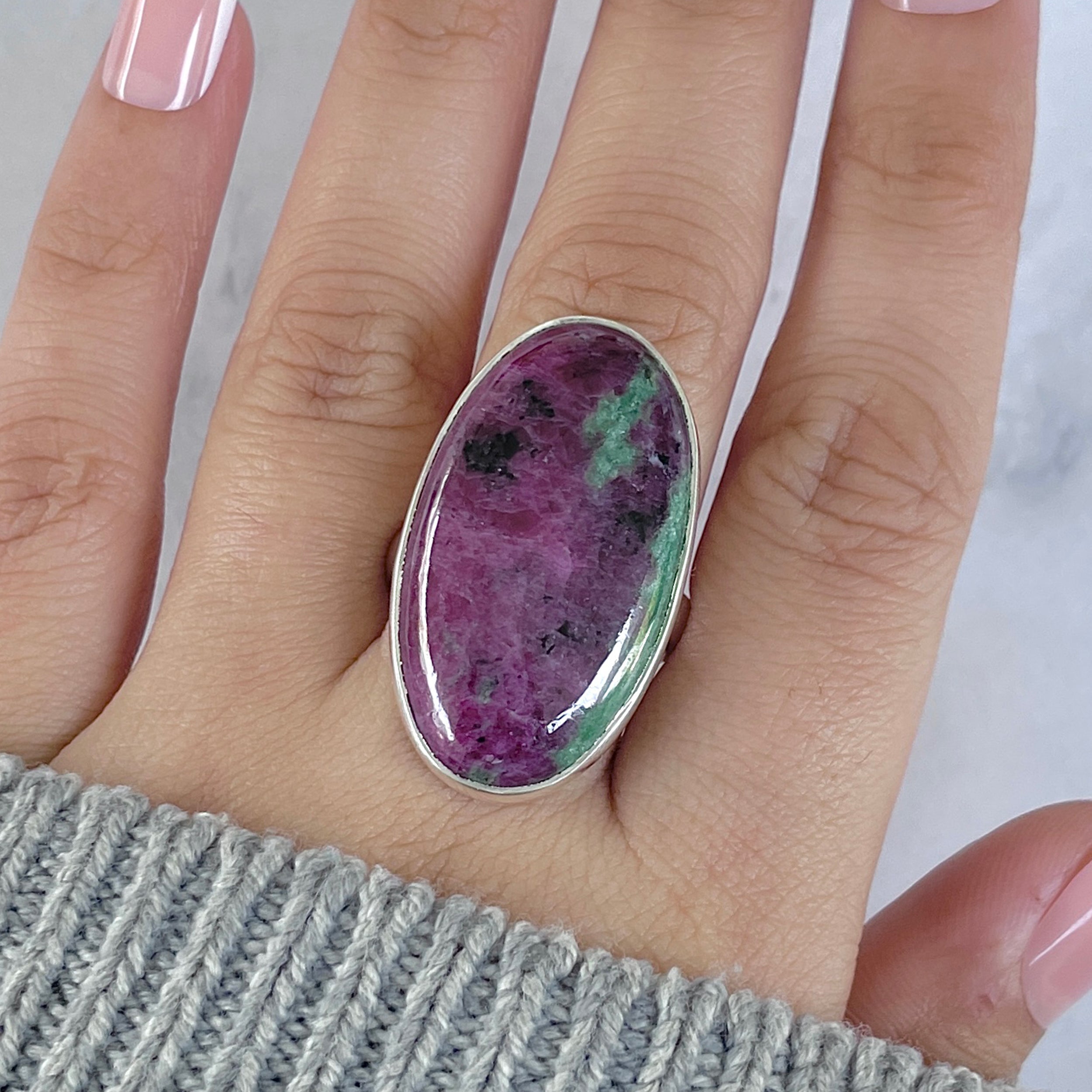 Ruby Zoisite Adjustable Ring-(RZS-R-99.)