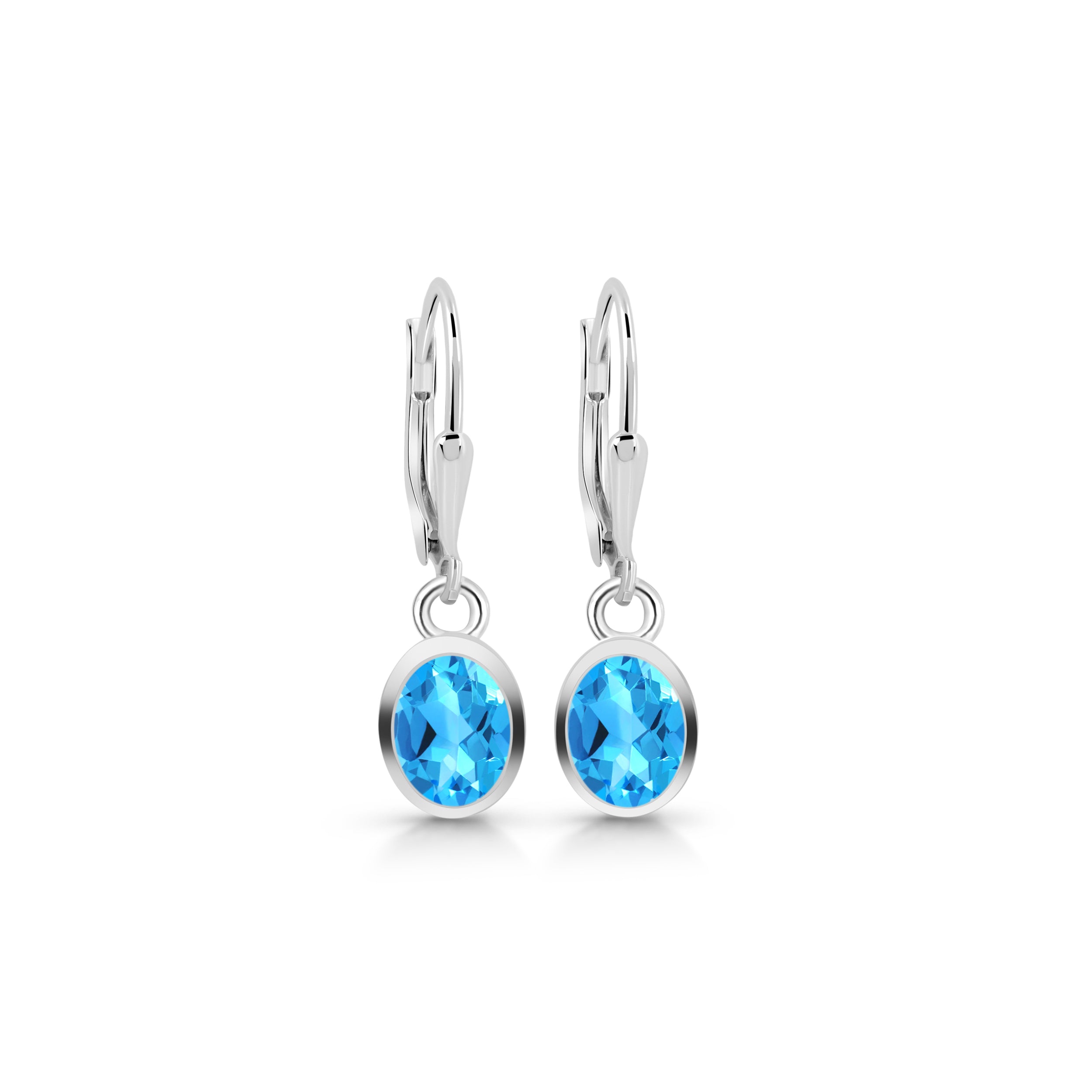 Swiss Blue Topaz Leverback Earring-(SBTZ-SE-547.)