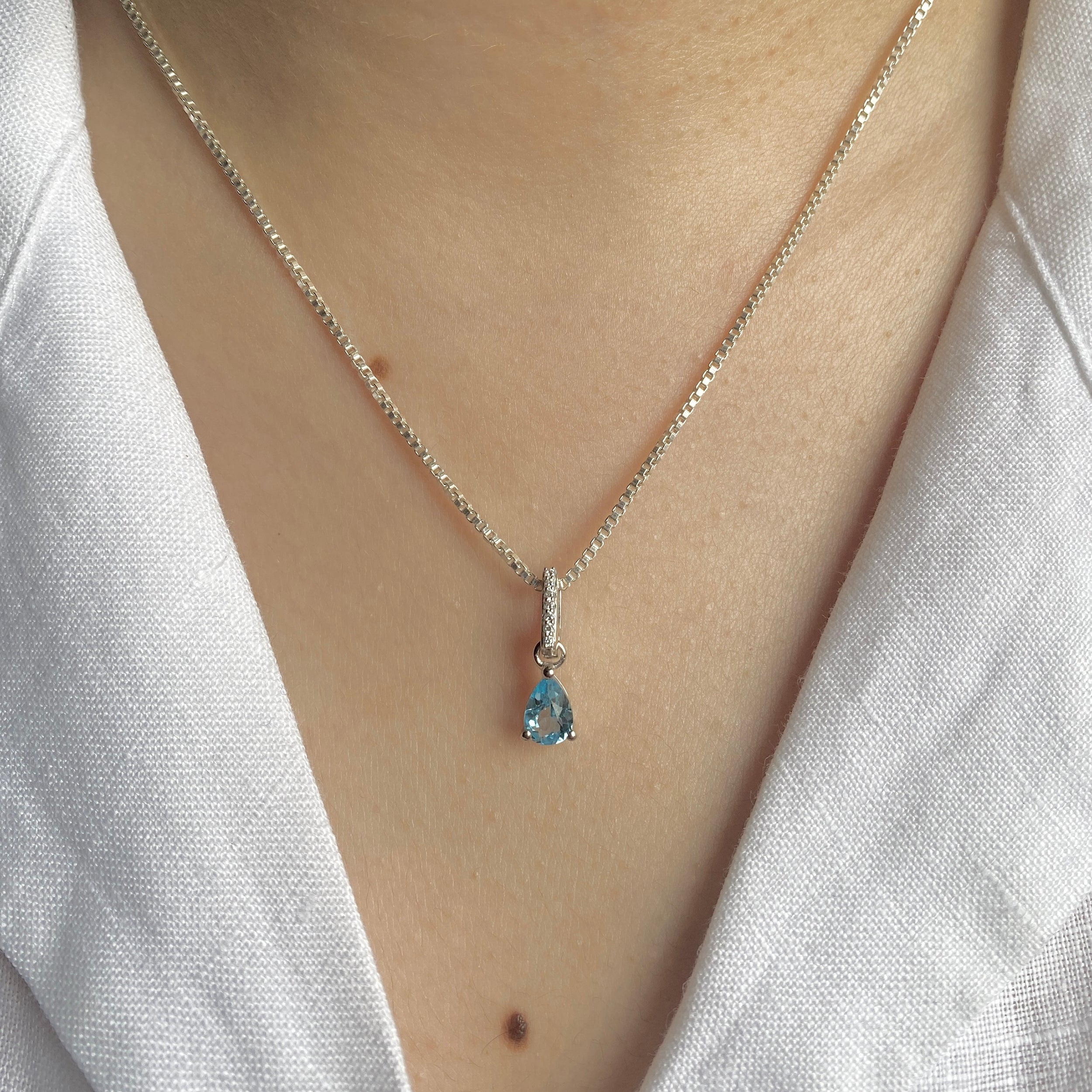 Swiss Blue Topaz & White Topaz Pendant-(SBTZ-SP-1165.)