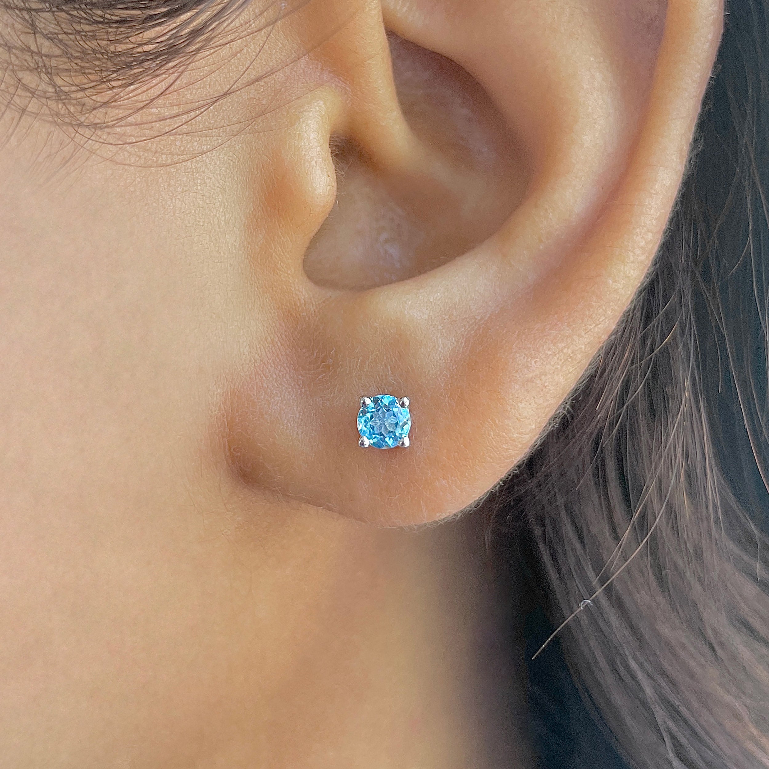 Swiss Blue Topaz Stud Earring-(SBTZ-SE-1023.)