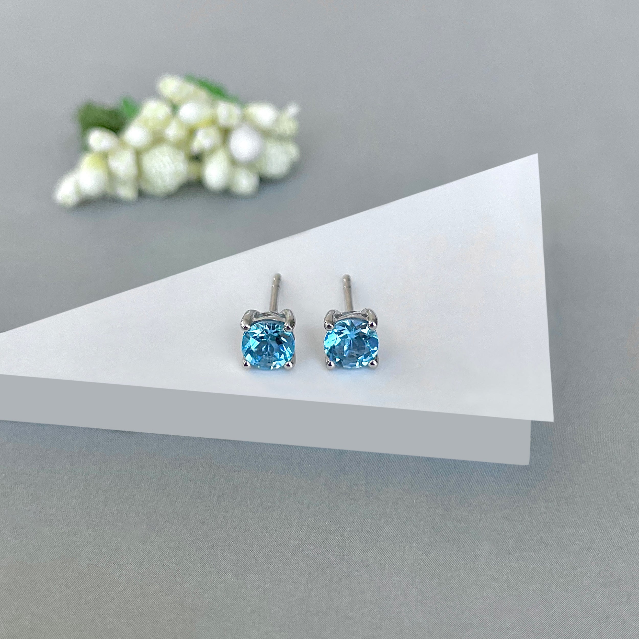 Swiss Blue Topaz Stud Earring-(SBTZ-SE-1321.)