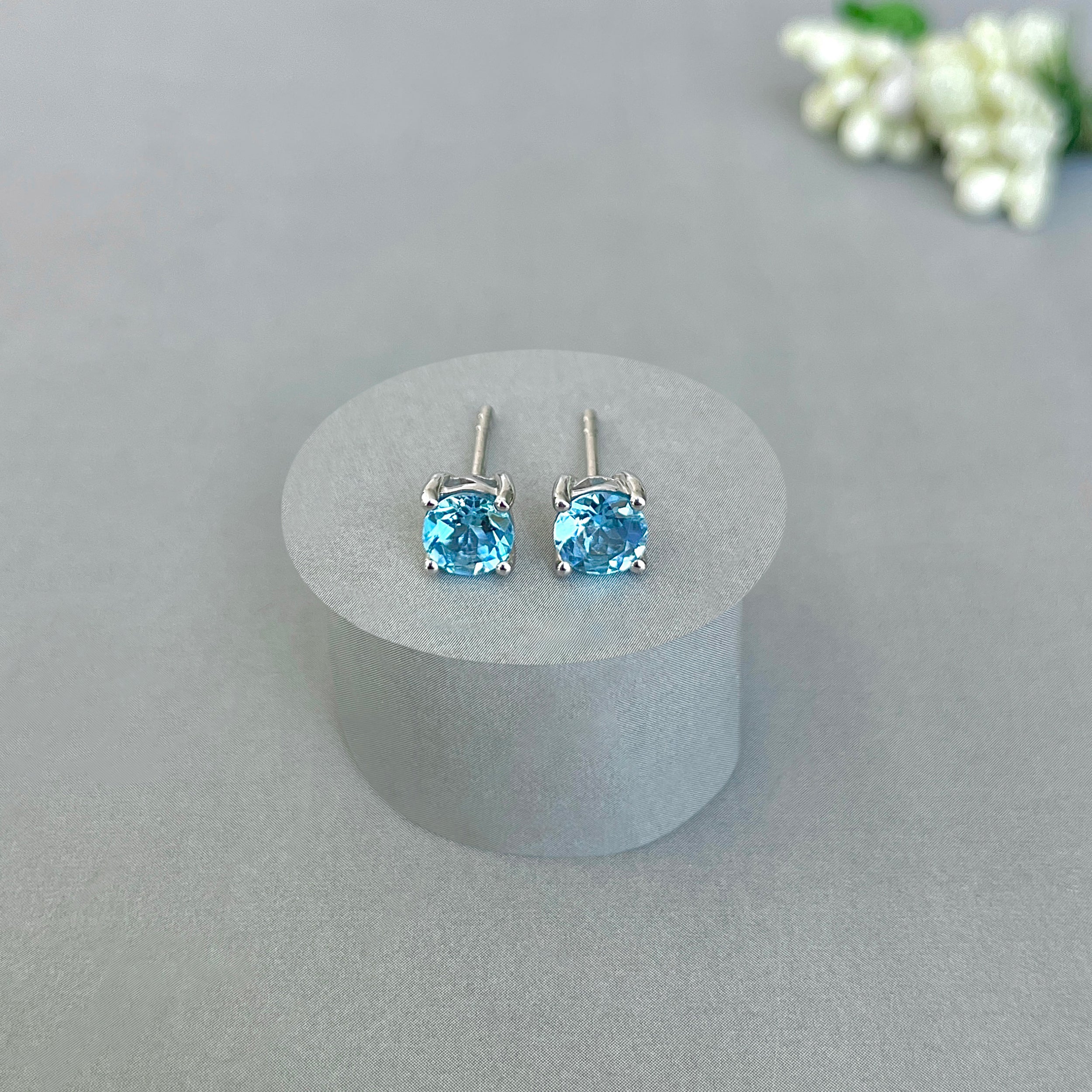 Swiss Blue Topaz Stud Earring-(SBTZ-SE-1321.)