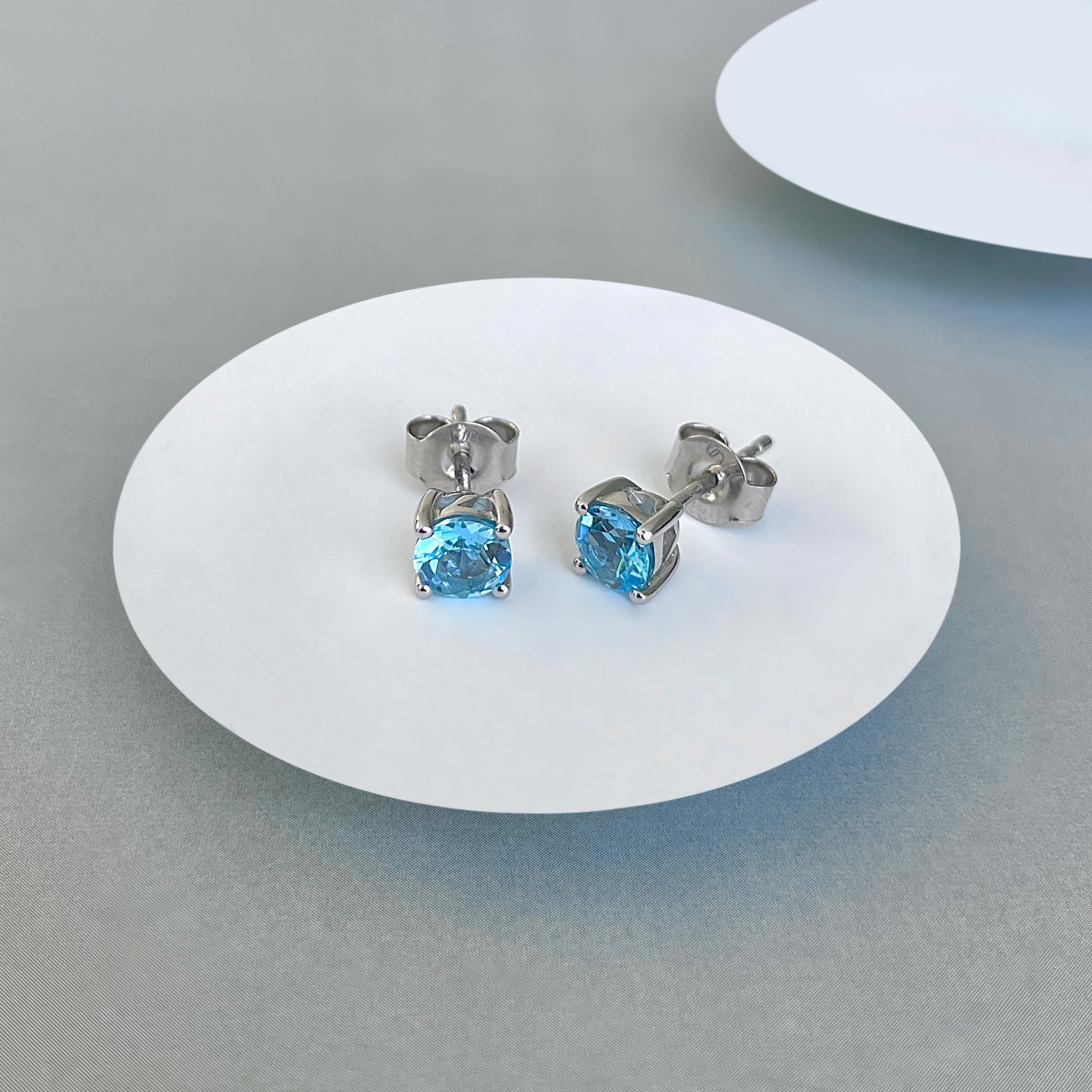 Swiss Blue Topaz Stud Earring-(SBTZ-SE-1321.)