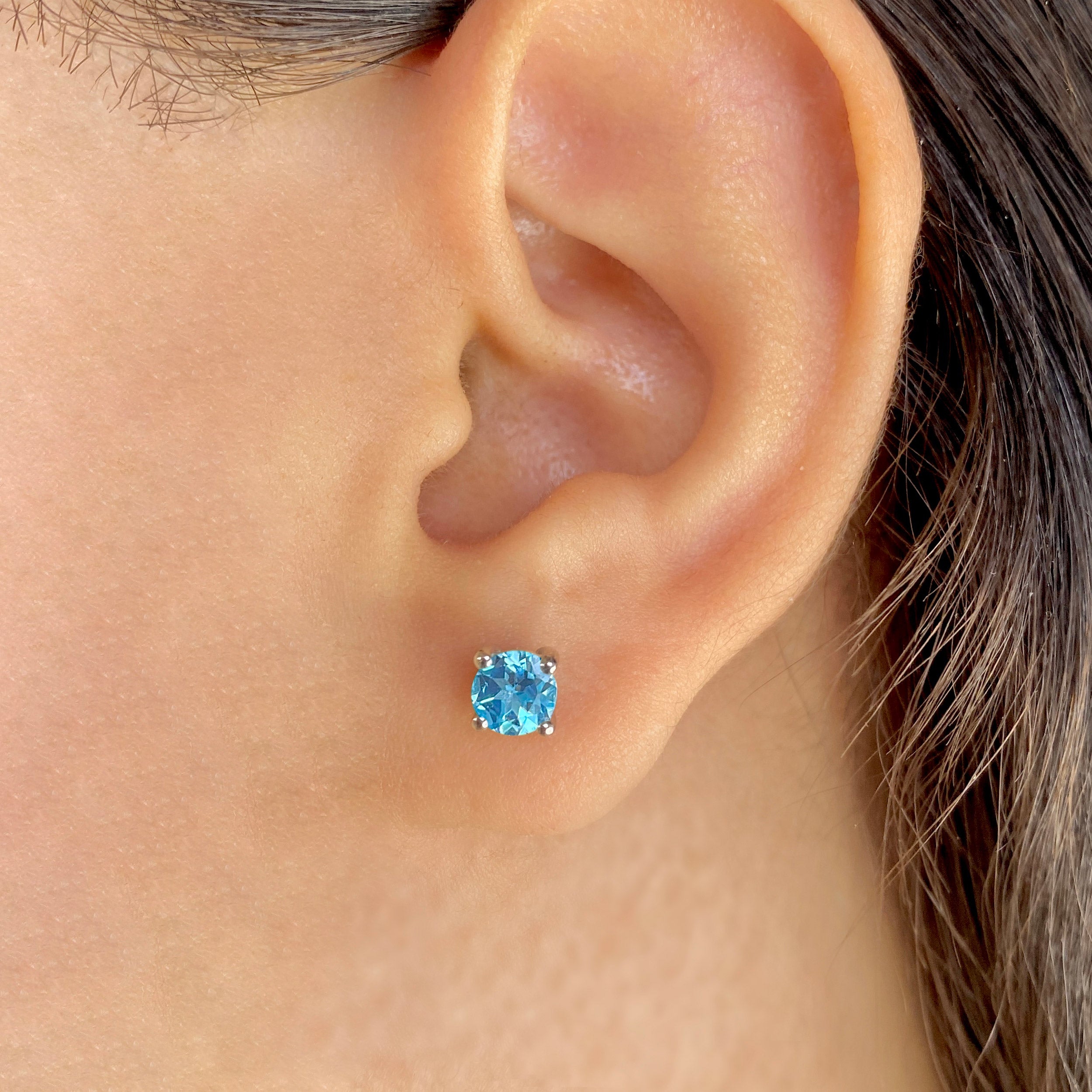 Swiss Blue Topaz Stud Earring-(SBTZ-SE-1321.)