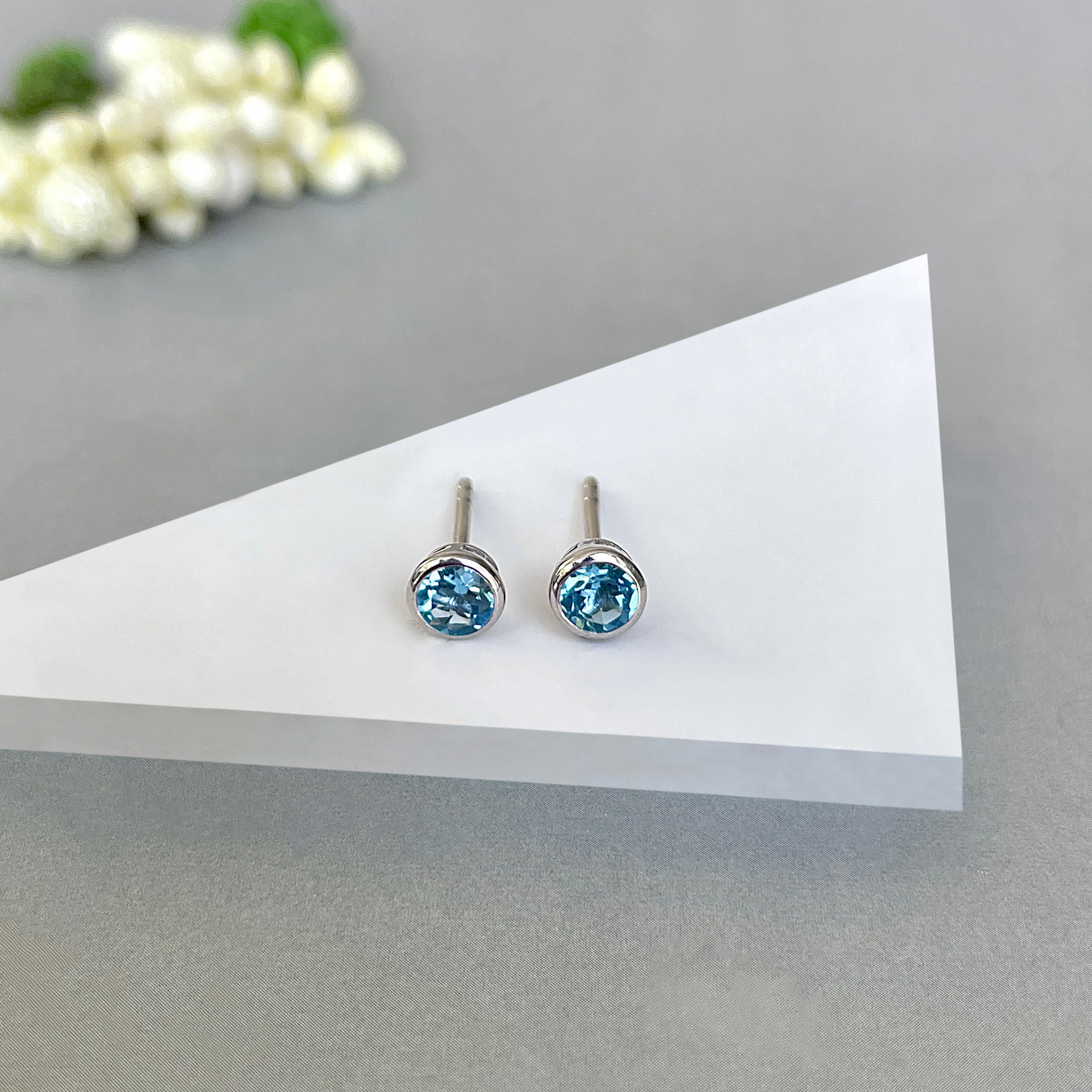 Swiss Blue Topaz Stud Earring-(SBTZ-SE-1375.)