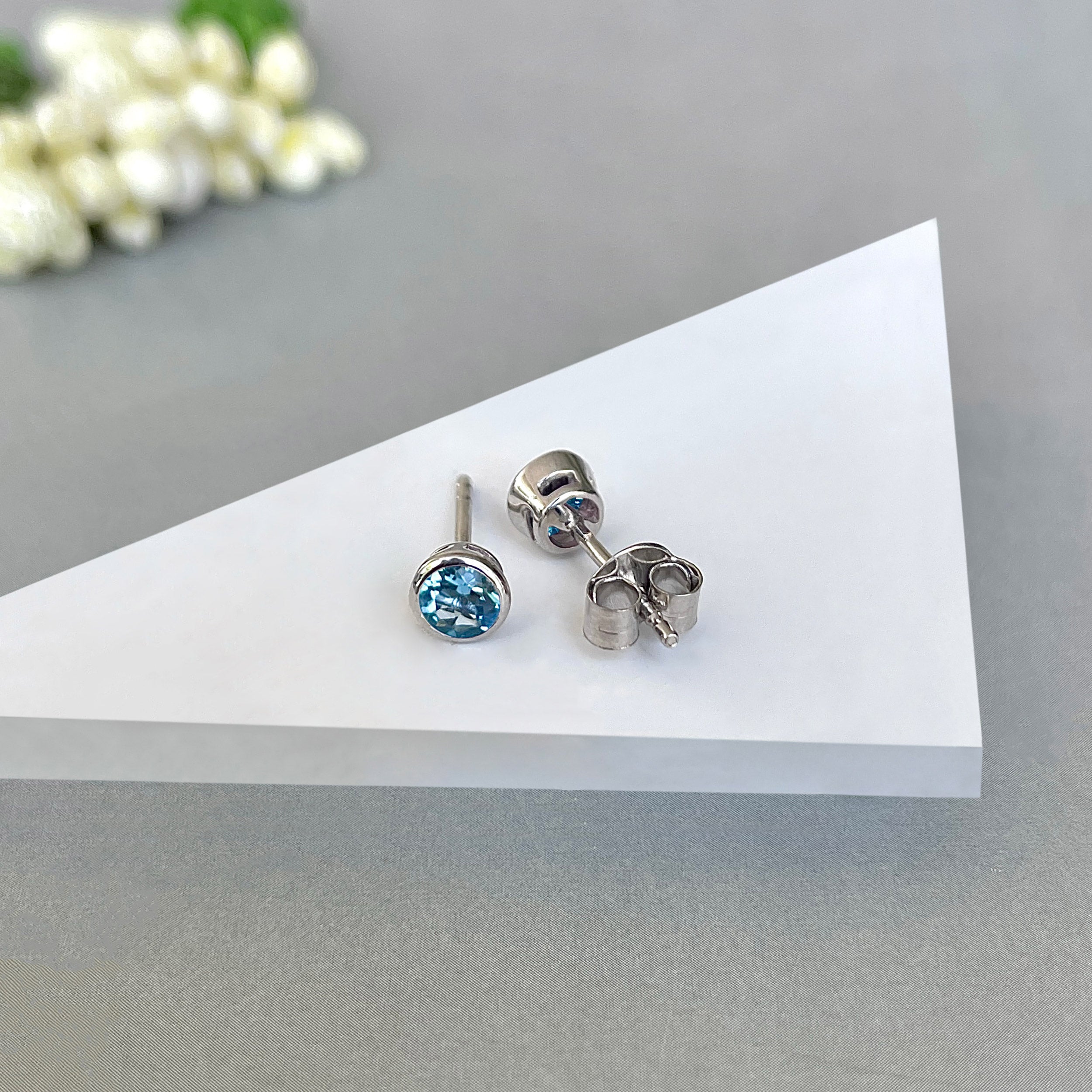 Swiss Blue Topaz Stud Earring-(SBTZ-SE-1375.)