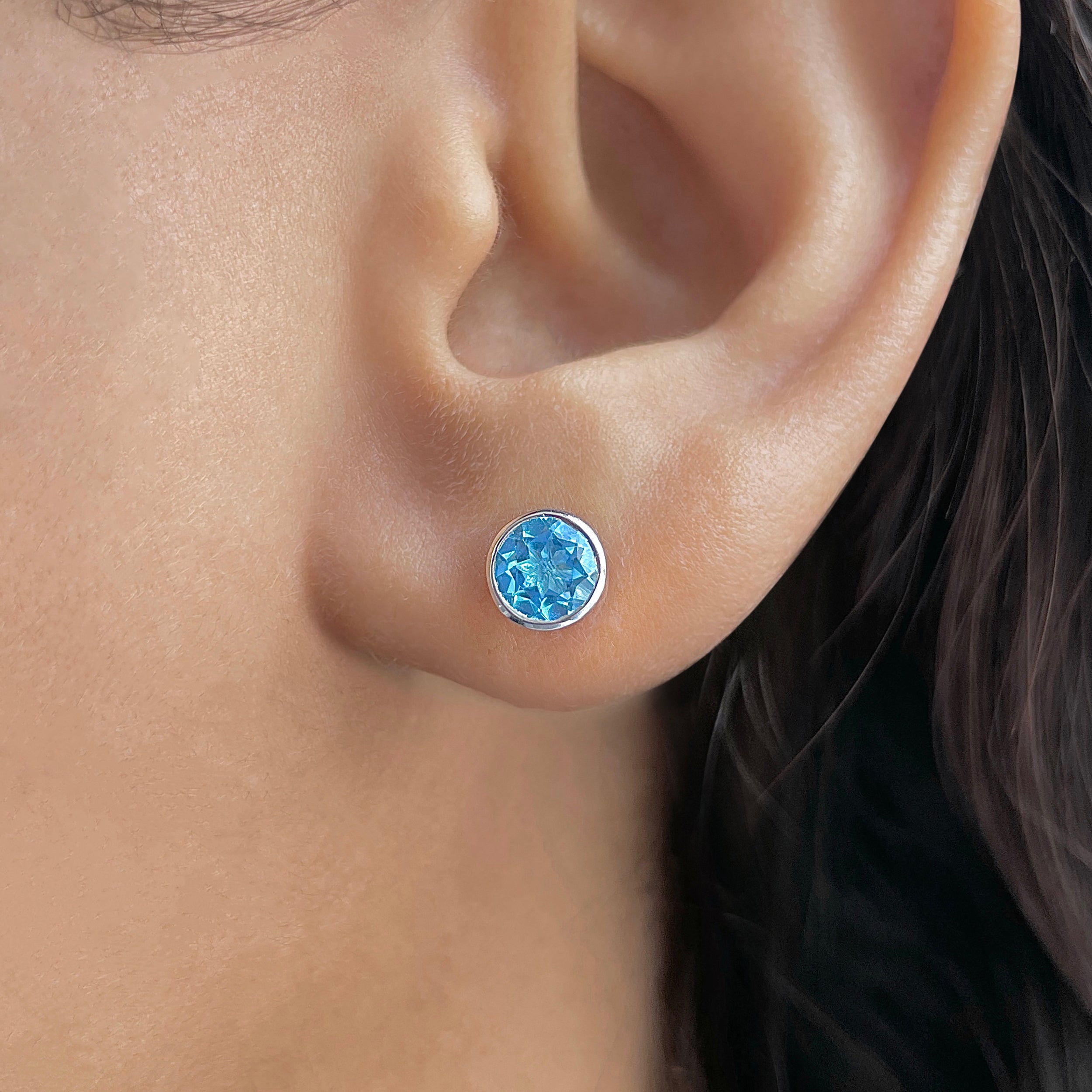 Swiss Blue Topaz Stud Earring-(SBTZ-SE-1426.)