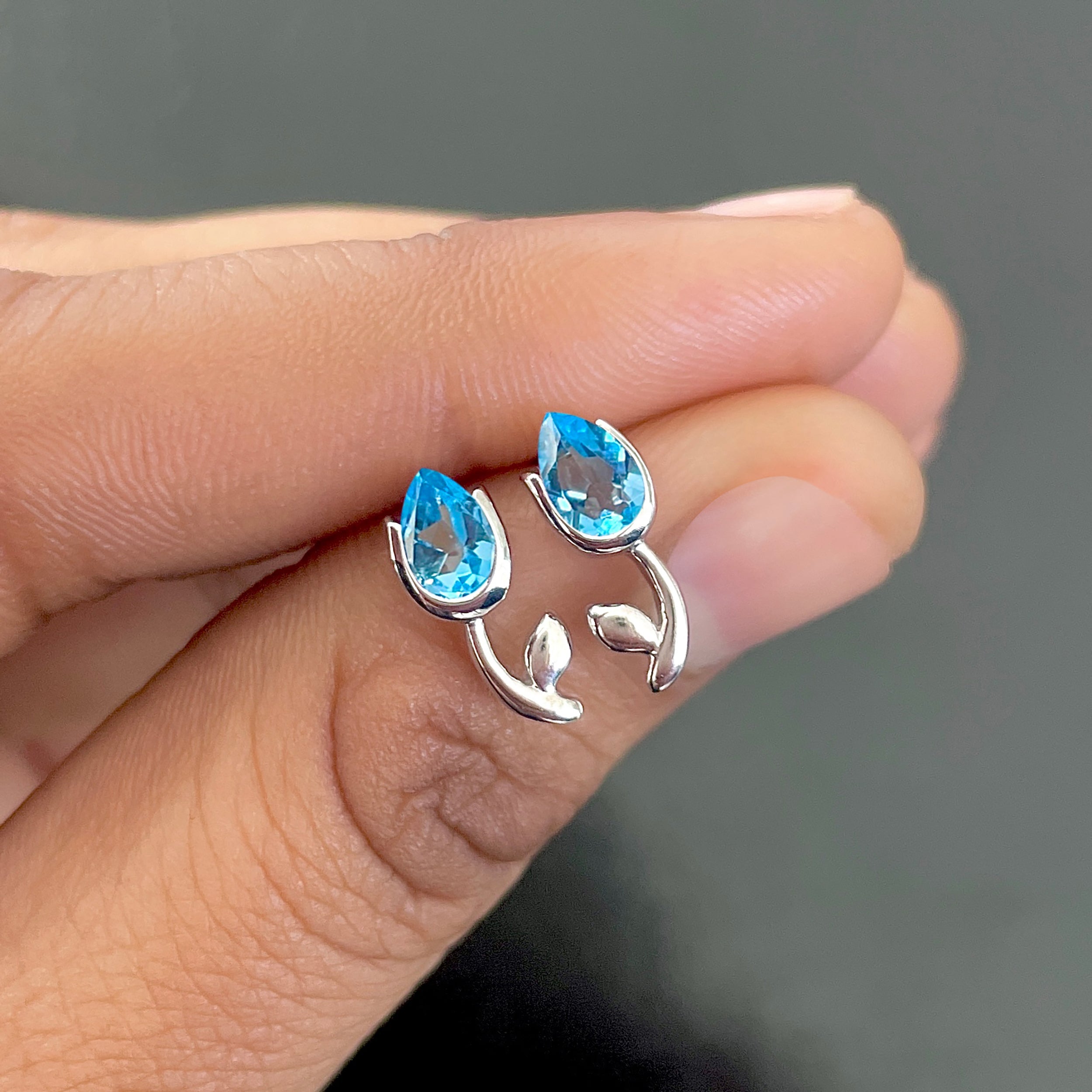 Swiss Blue Topaz Earring-(SBTZ-SE-1793.)