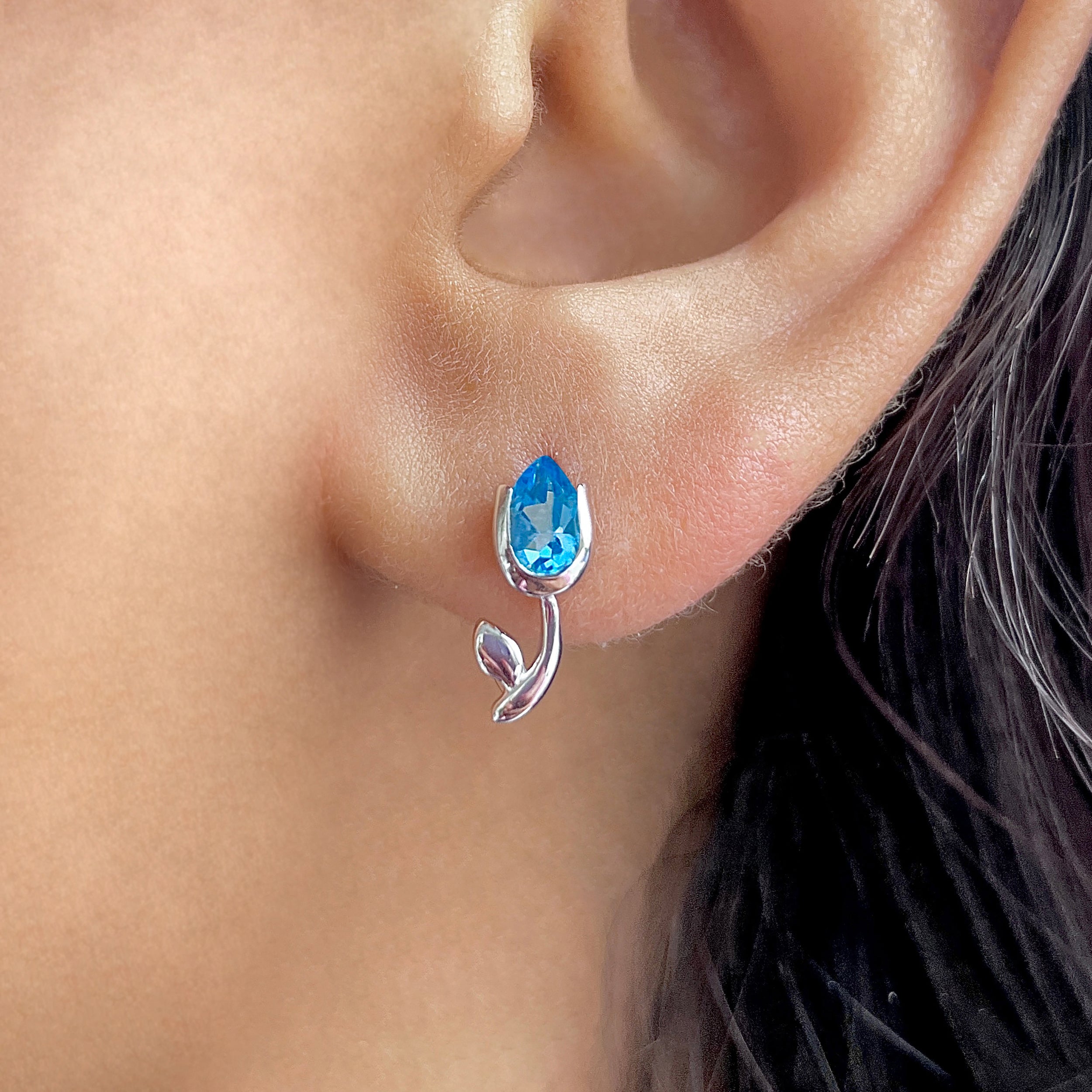 Swiss Blue Topaz Earring-(SBTZ-SE-1793.)