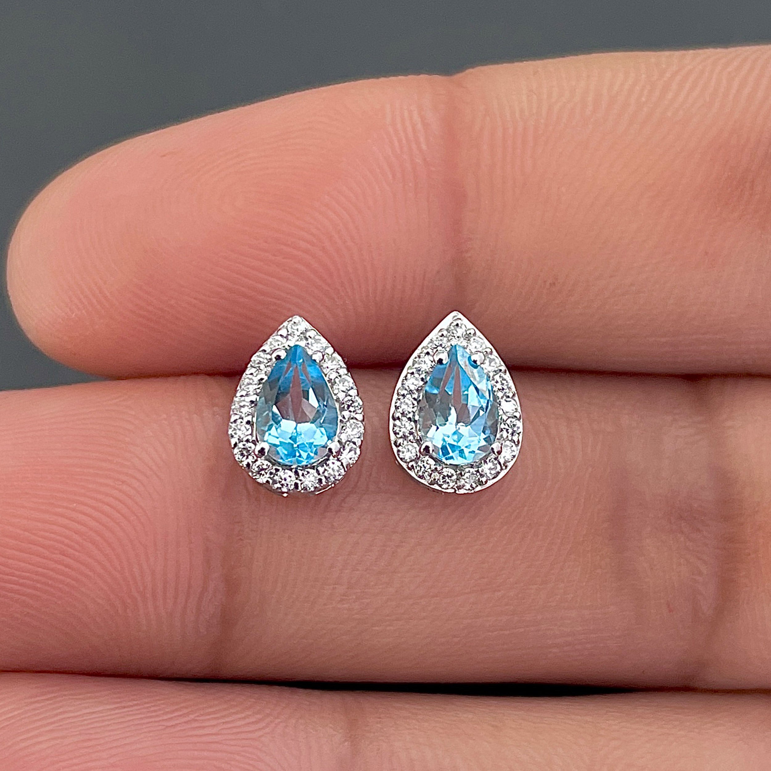 Swiss Blue Topaz Stud Earring-(SBTZ-SE-52-W.)