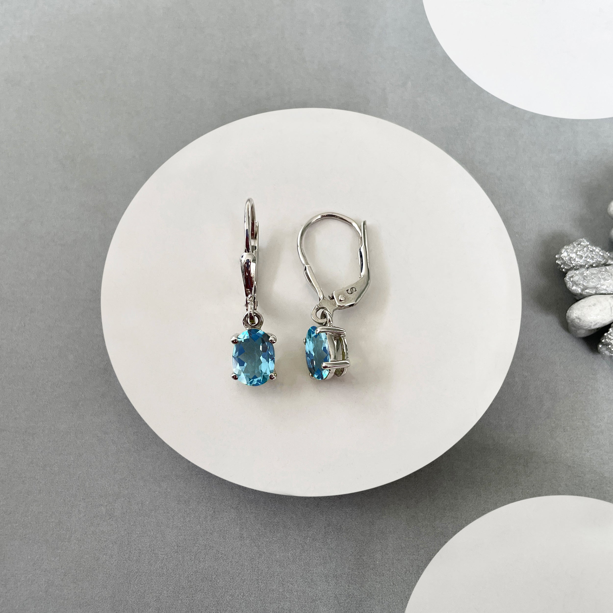 Swiss Blue Topaz Leverback Earring-(SBTZ-SE-670.)