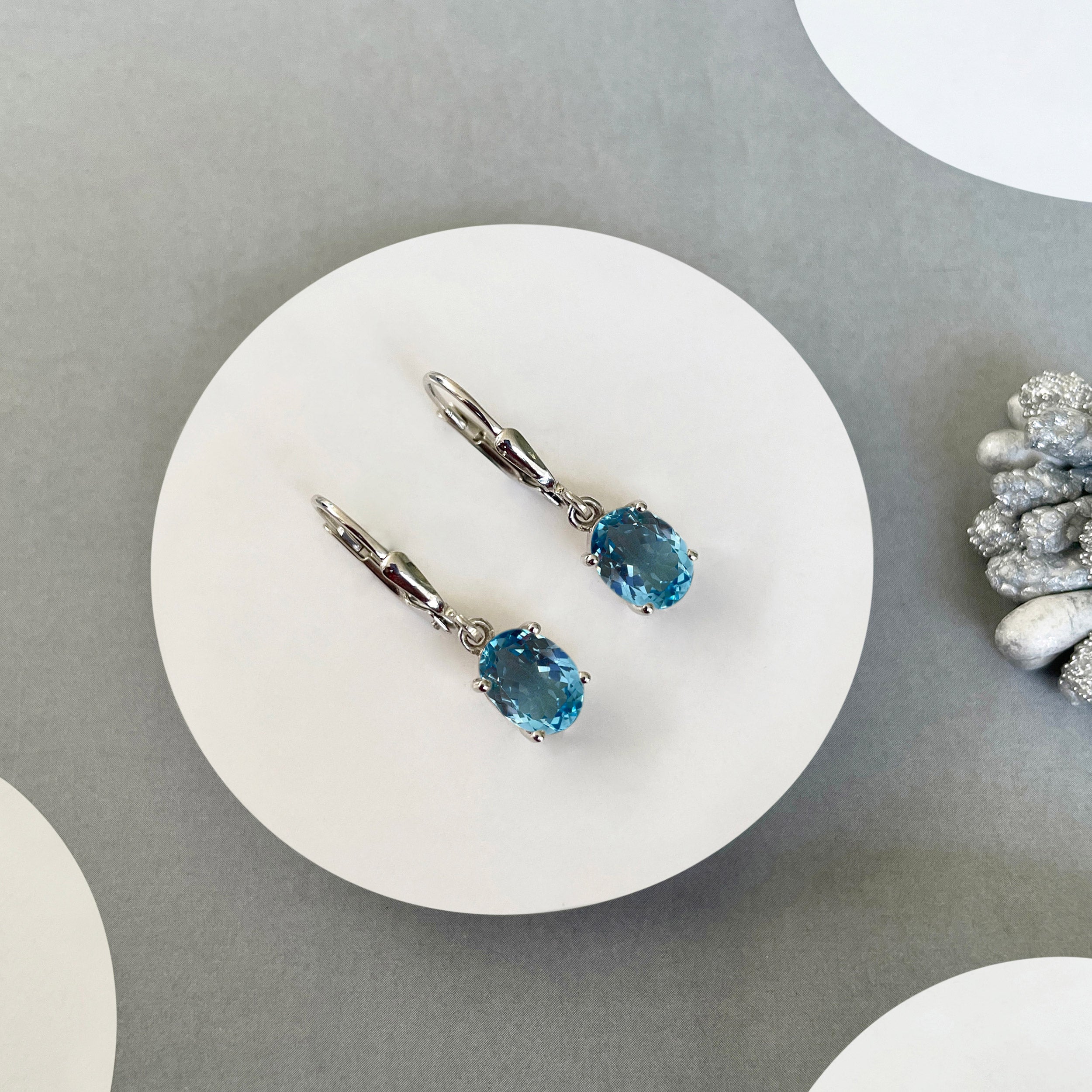 Swiss Blue Topaz Leverback Earring-(SBTZ-SE-673.)