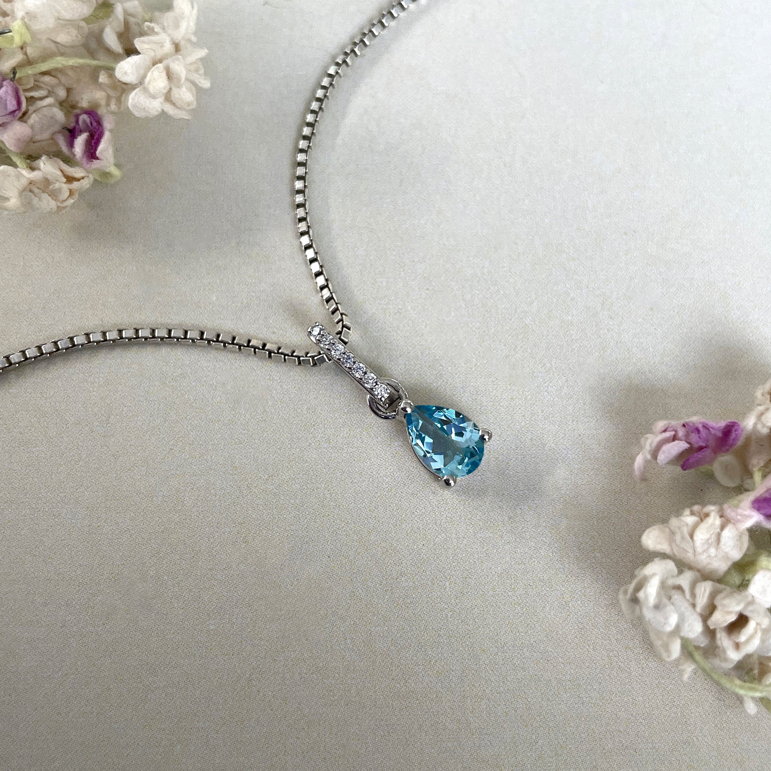 Swiss Blue Topaz & White Topaz Pendant-(SBTZ-SP-1165.)