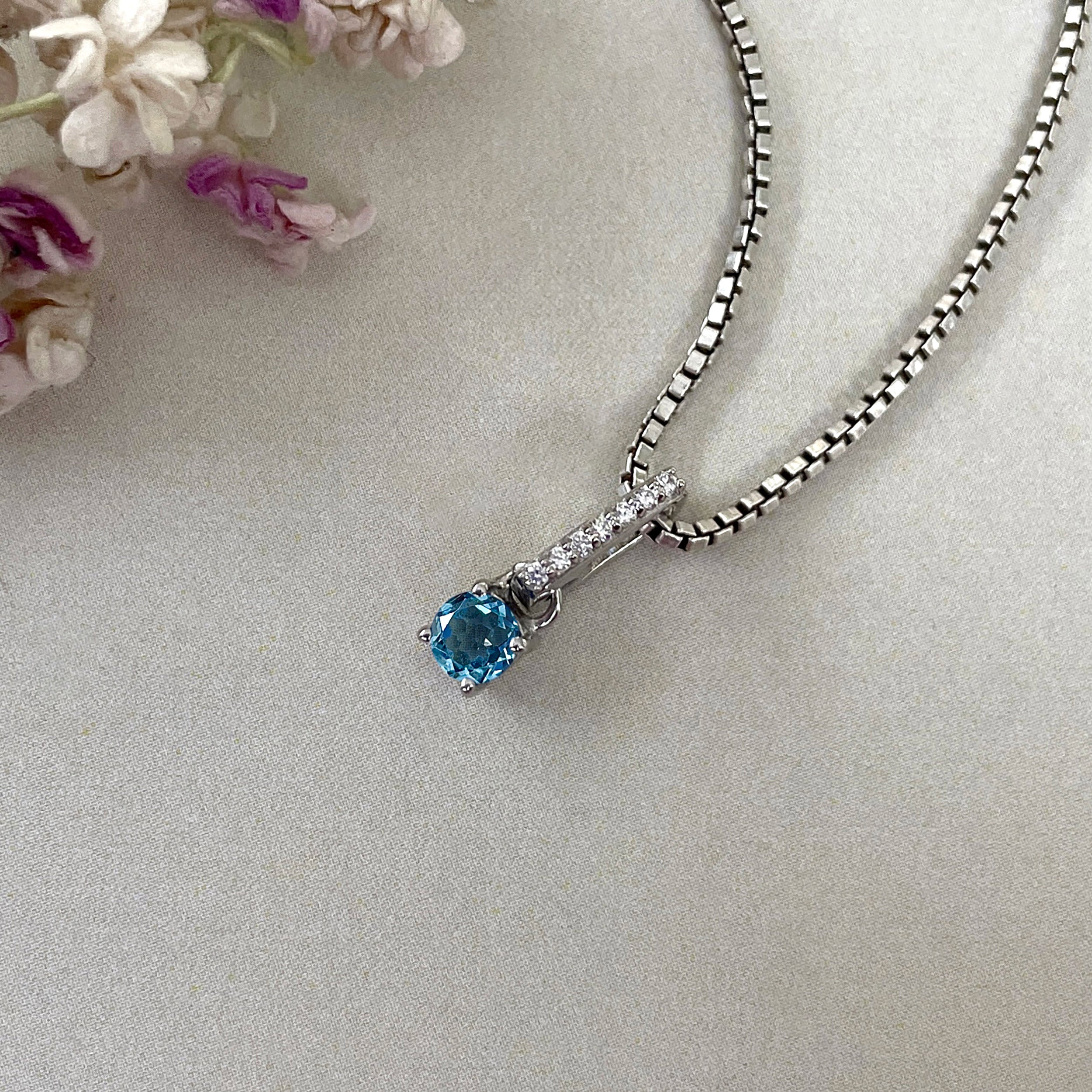 Swiss Blue Topaz & White Topaz Pendant-(SBTZ-SP-1166.)