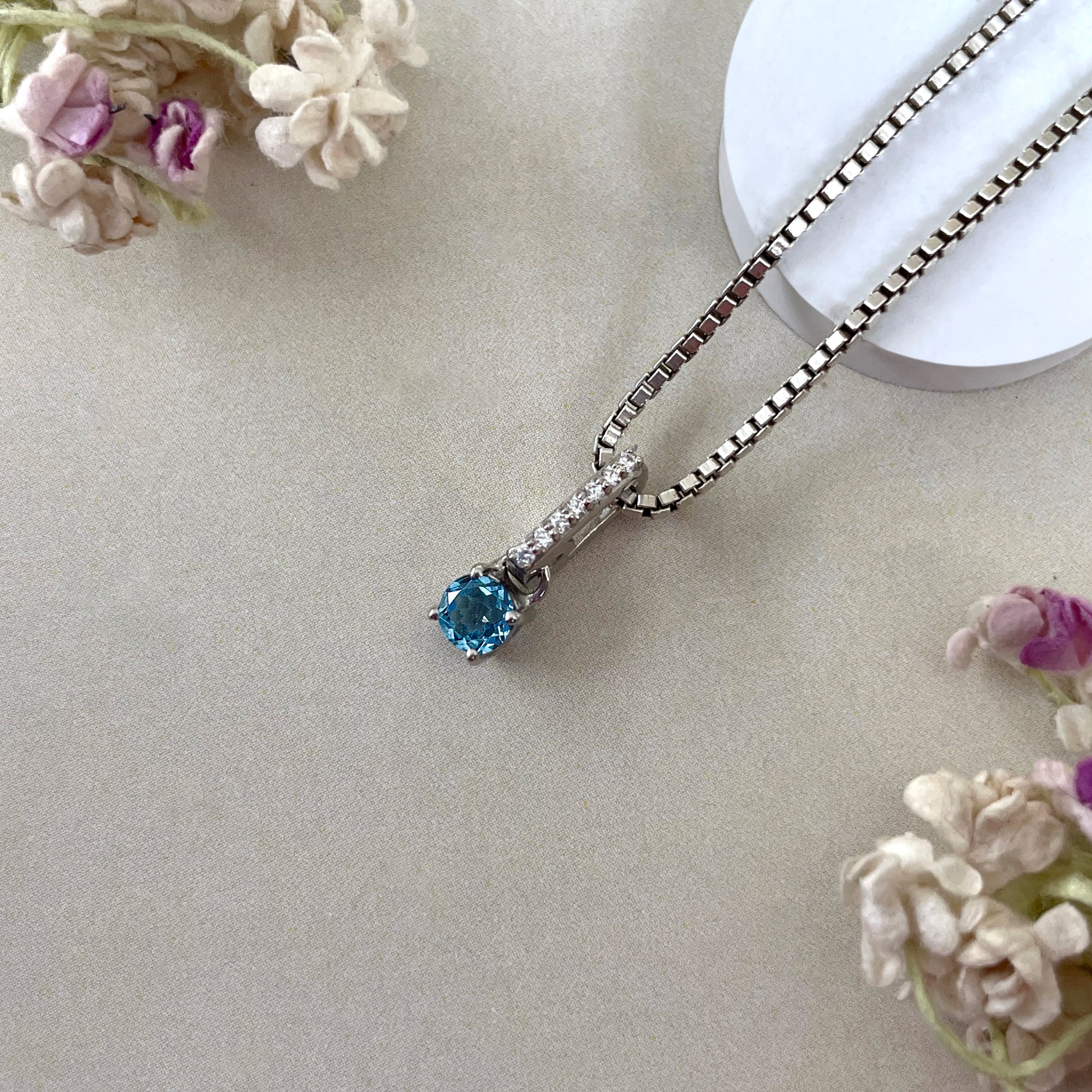 Swiss Blue Topaz Pendant-(SBTZ-SP-1166.)