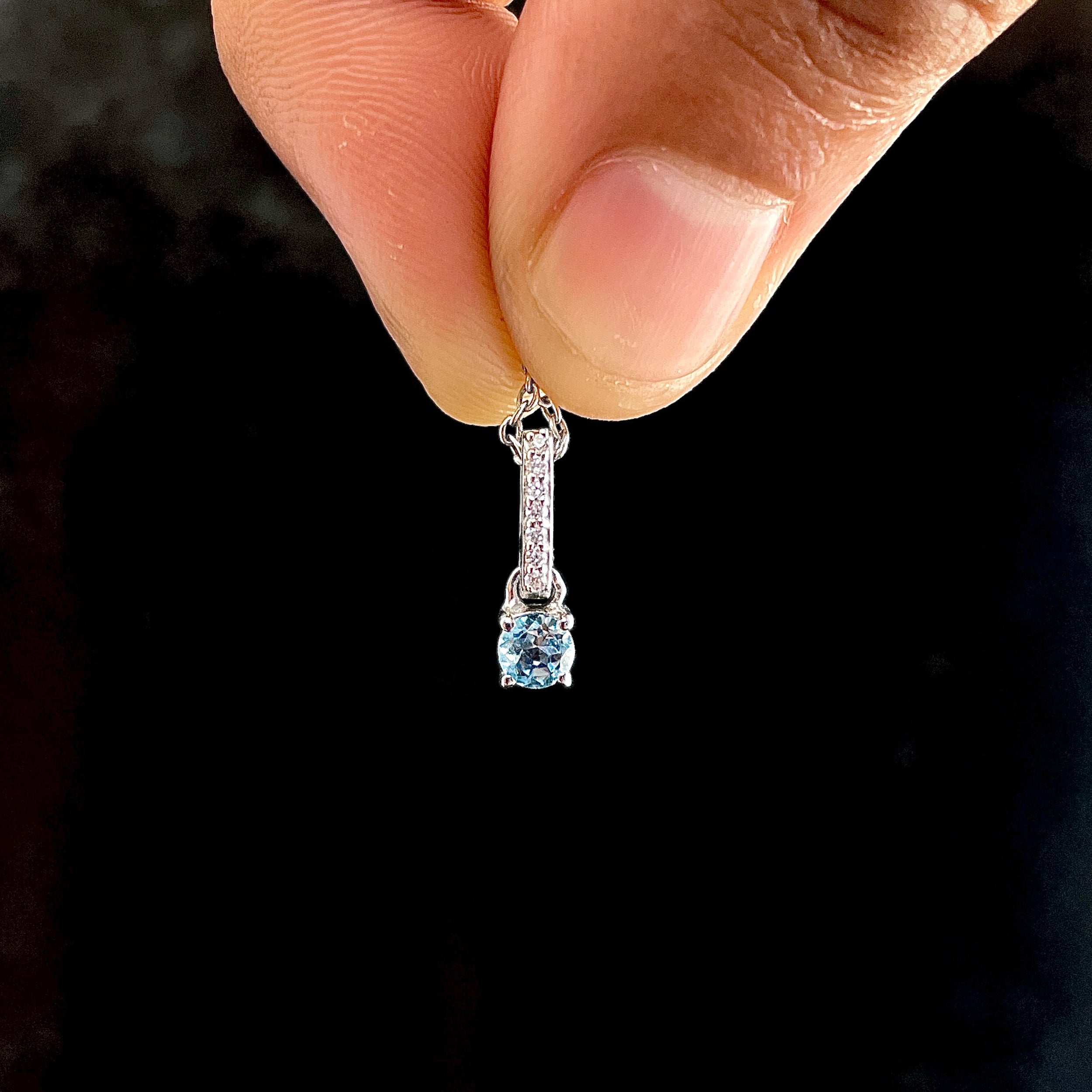 Swiss Blue Topaz & White Topaz Pendant-(SBTZ-SP-1166.)
