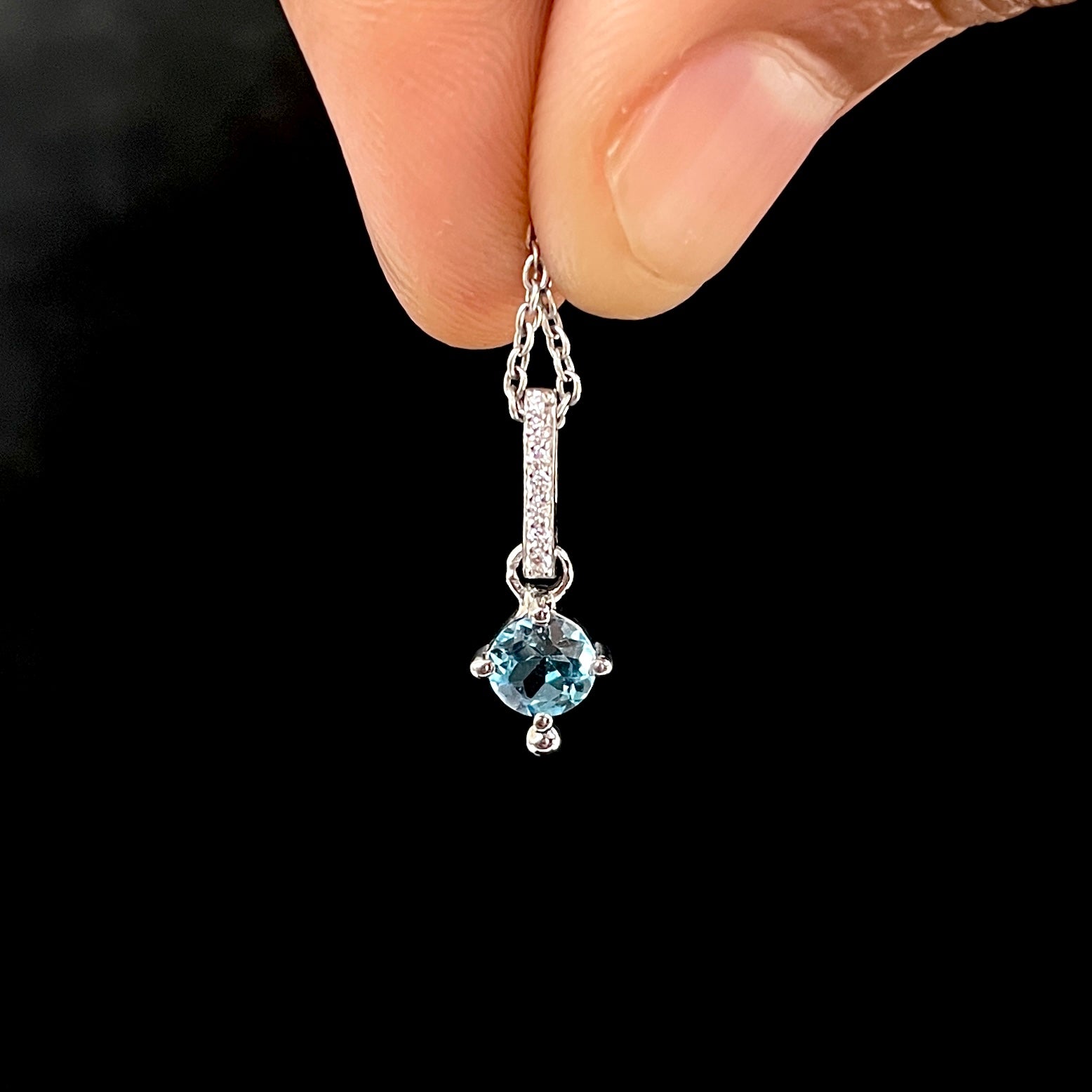 Swiss Blue Topaz & White Topaz Pendant-(SBTZ-SP-399.)