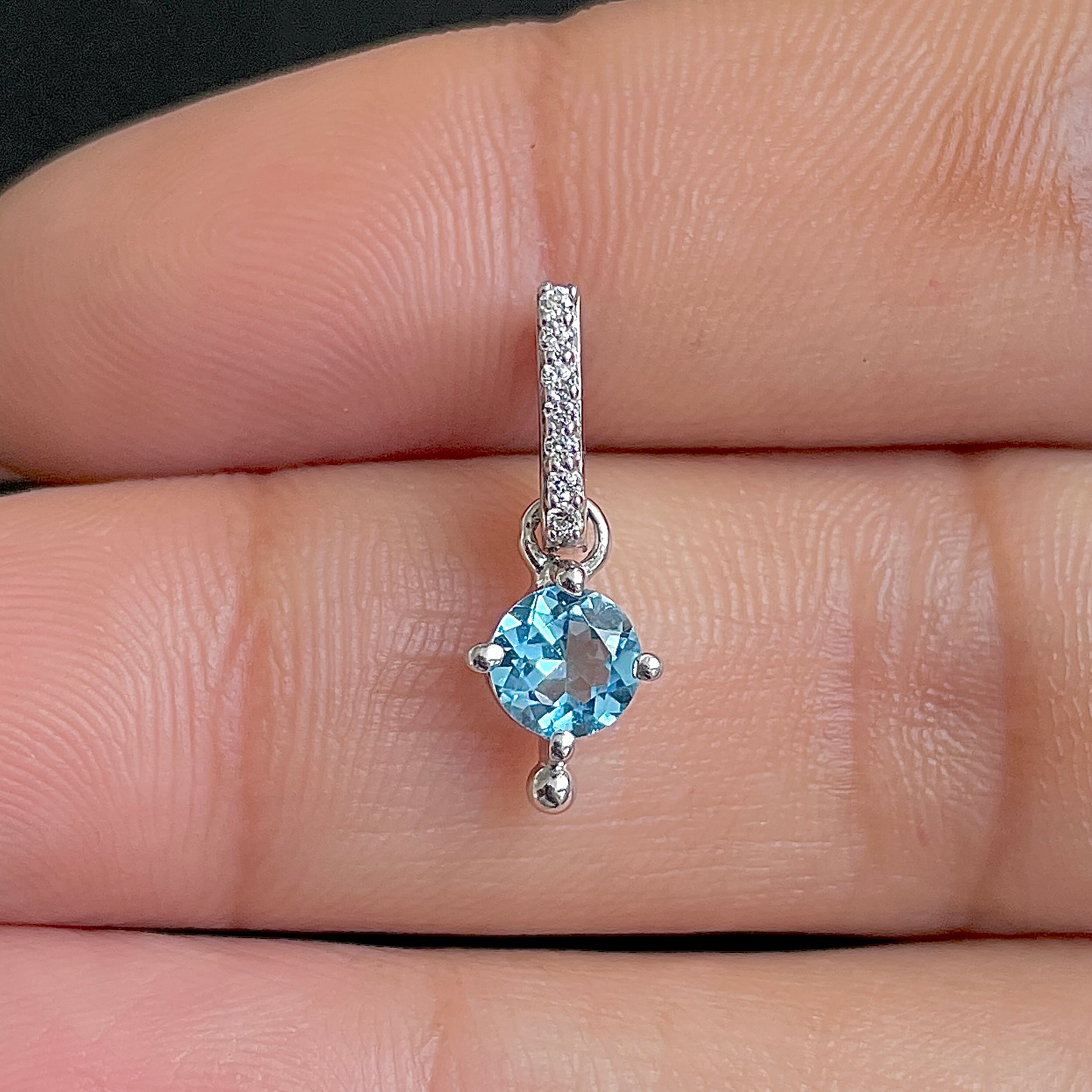 Swiss Blue Topaz & White Topaz Pendant-(SBTZ-SP-399.)