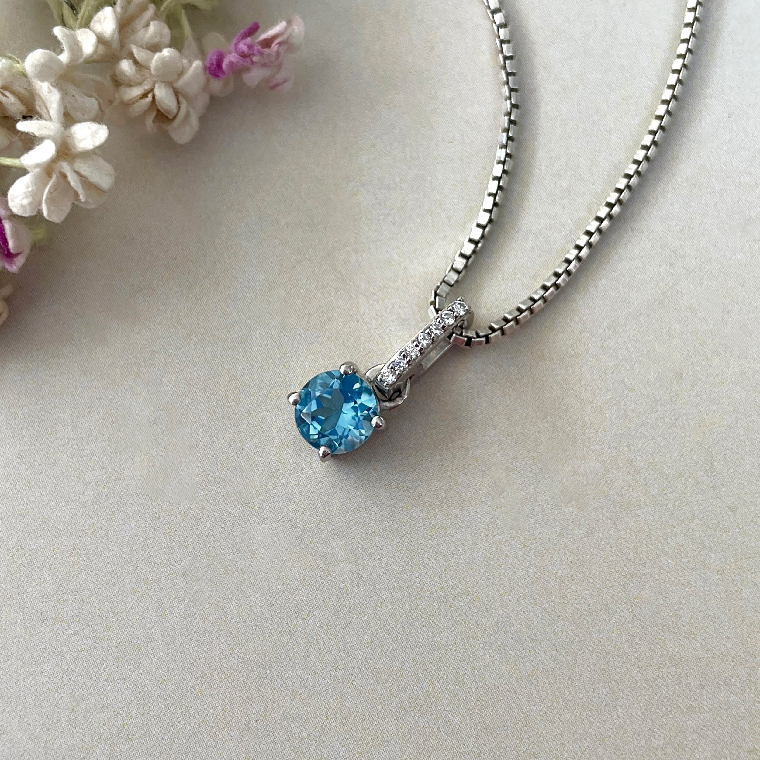 Swiss Blue Topaz Pendant-( SBTZ-SP-549 )
