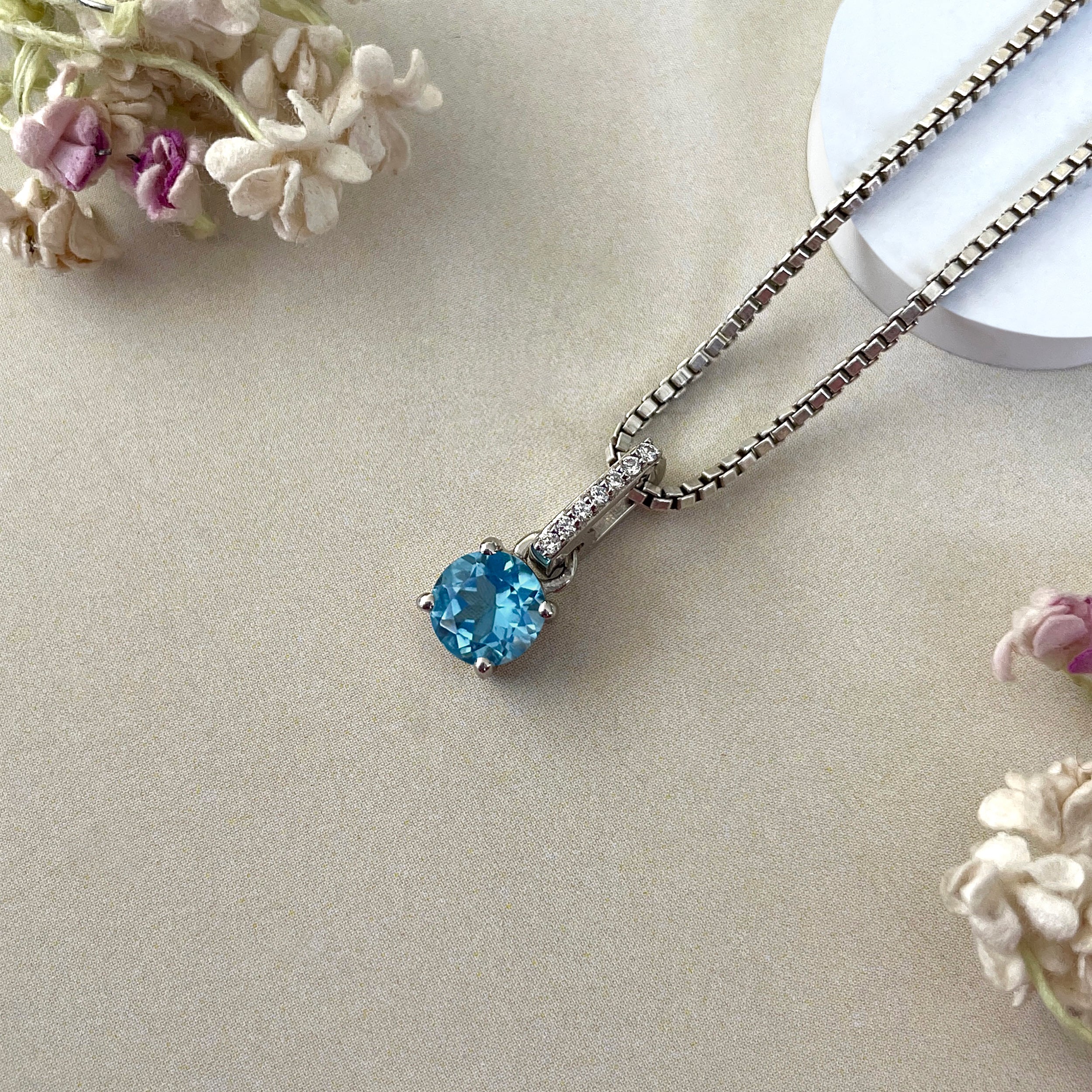 Swiss Blue Topaz Pendant-( SBTZ-SP-549 )