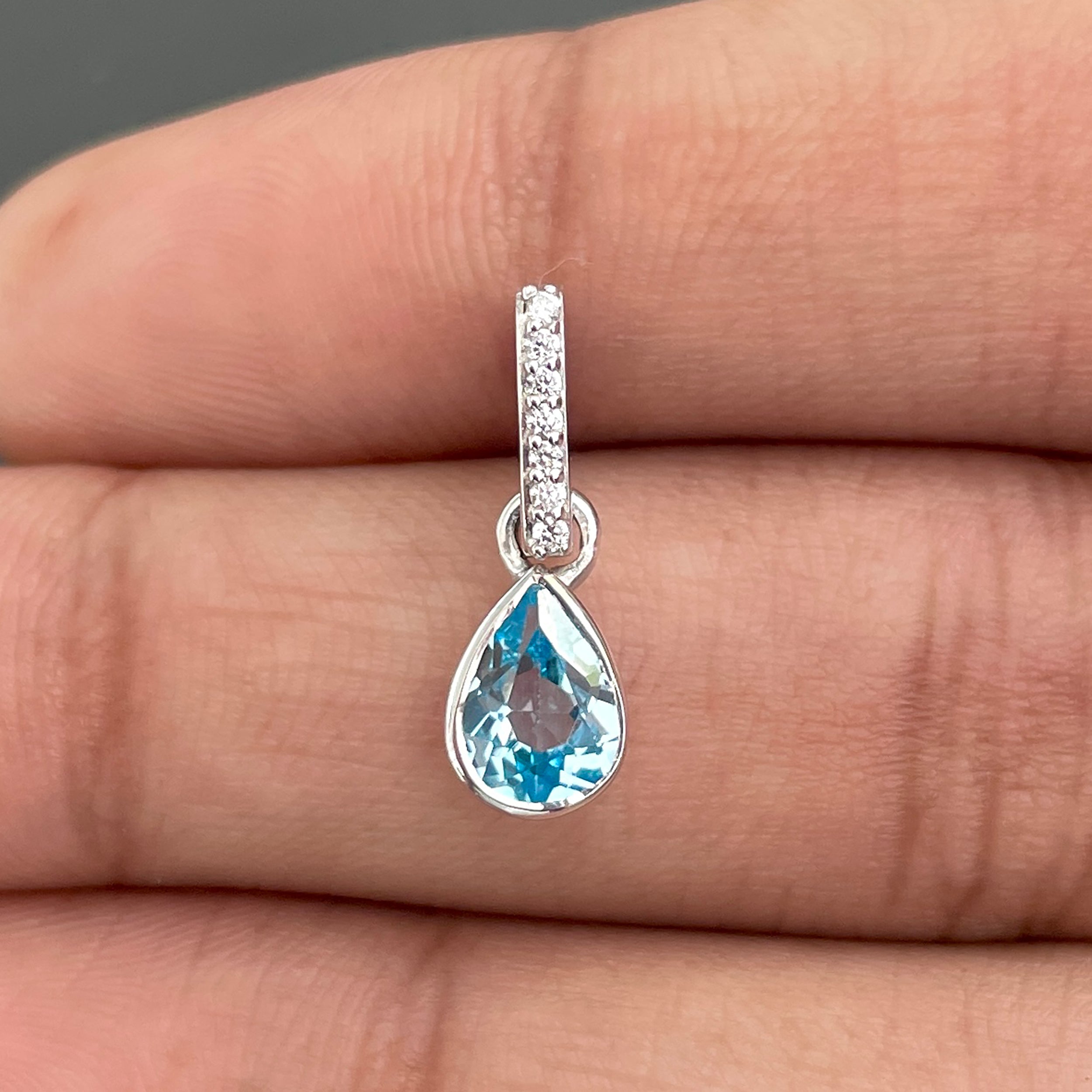 Swiss Blue Topaz & White Topaz Pendant-(SBTZ-SP-779.)
