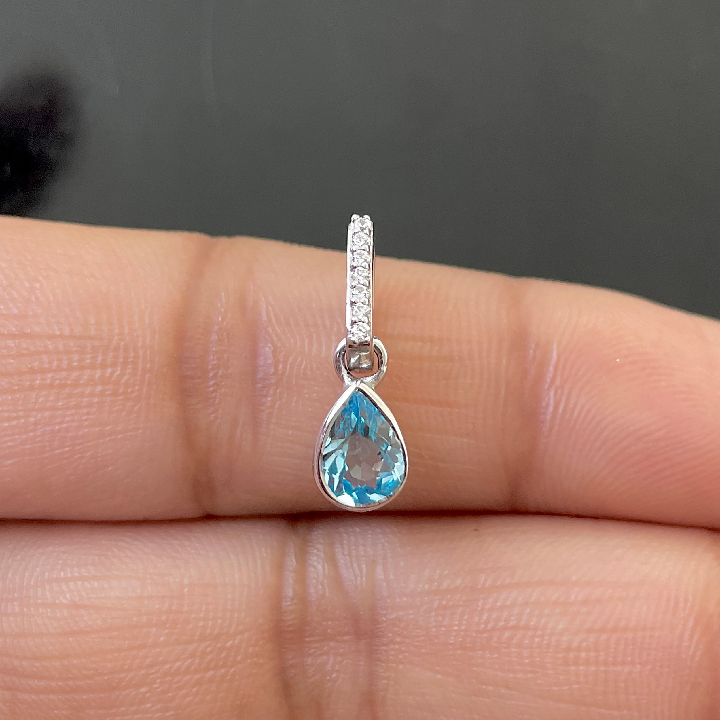 Swiss Blue Topaz & White Topaz Pendant-(SBTZ-SP-779.)