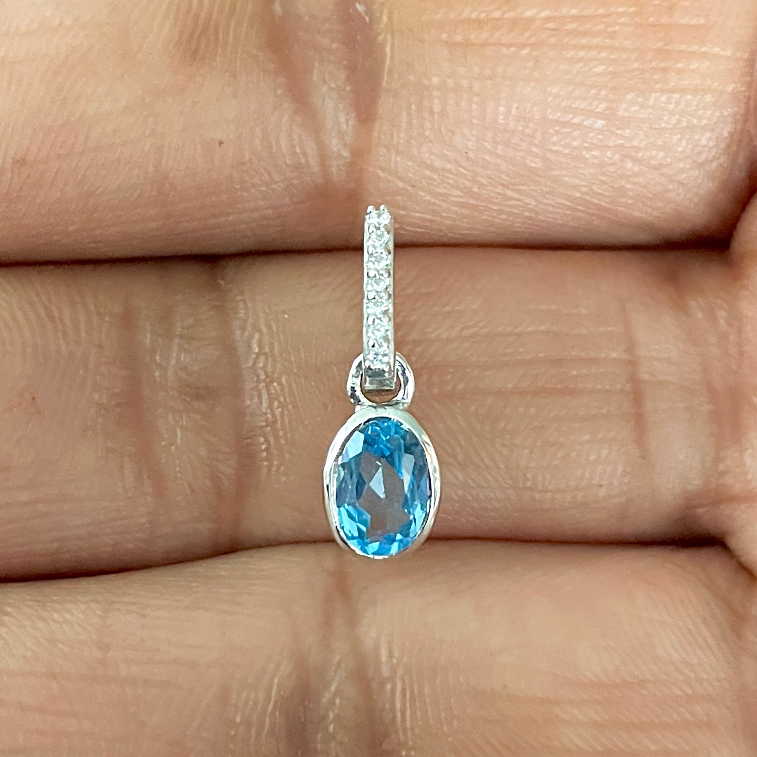 Swiss Blue Topaz & White Topaz Pendant-(SBTZ-SP-780.)