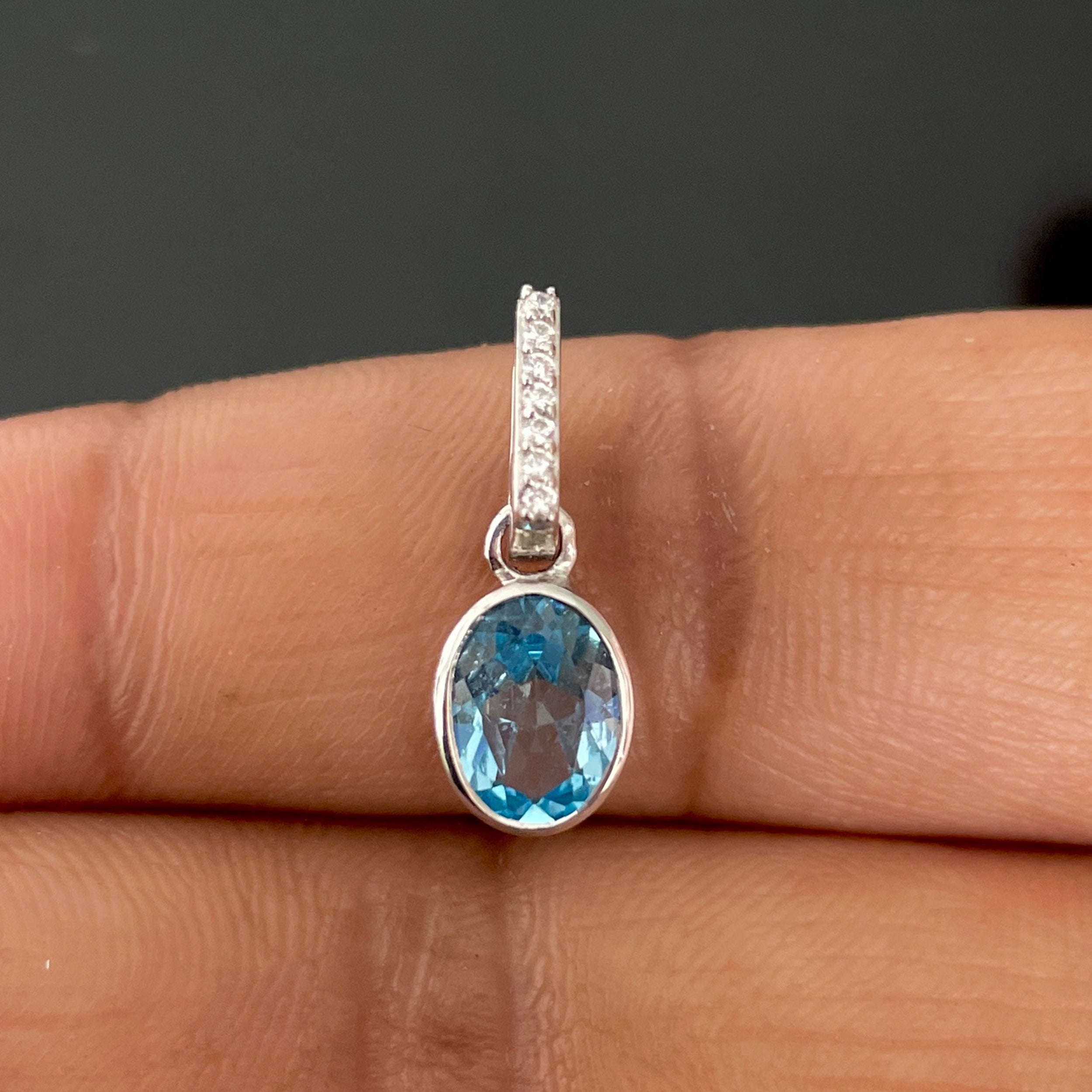 Swiss Blue Topaz & White Topaz Pendant-(SBTZ-SP-792.)