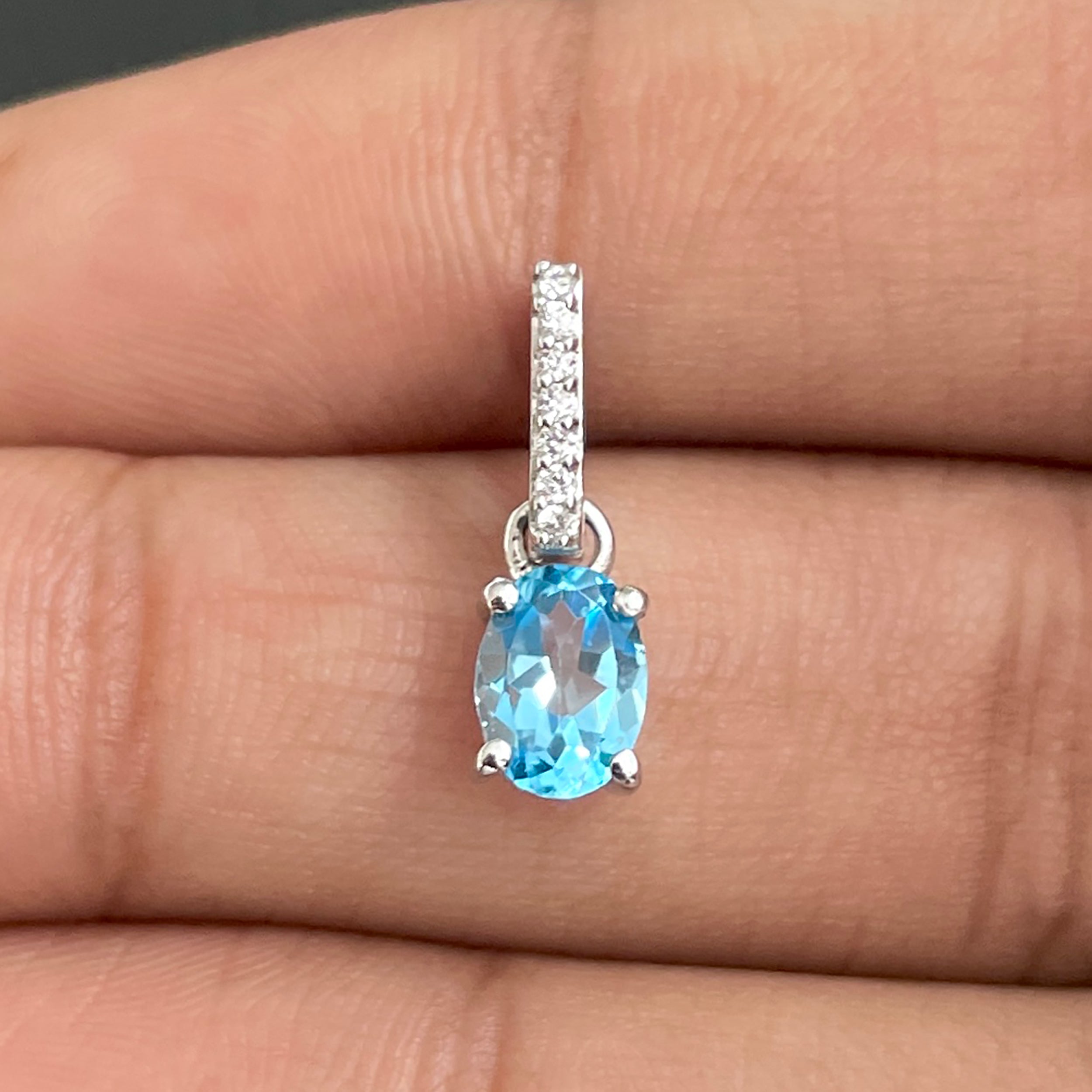 Swiss Blue Topaz & White Topaz Pendant-(SBTZ-SP-915.)