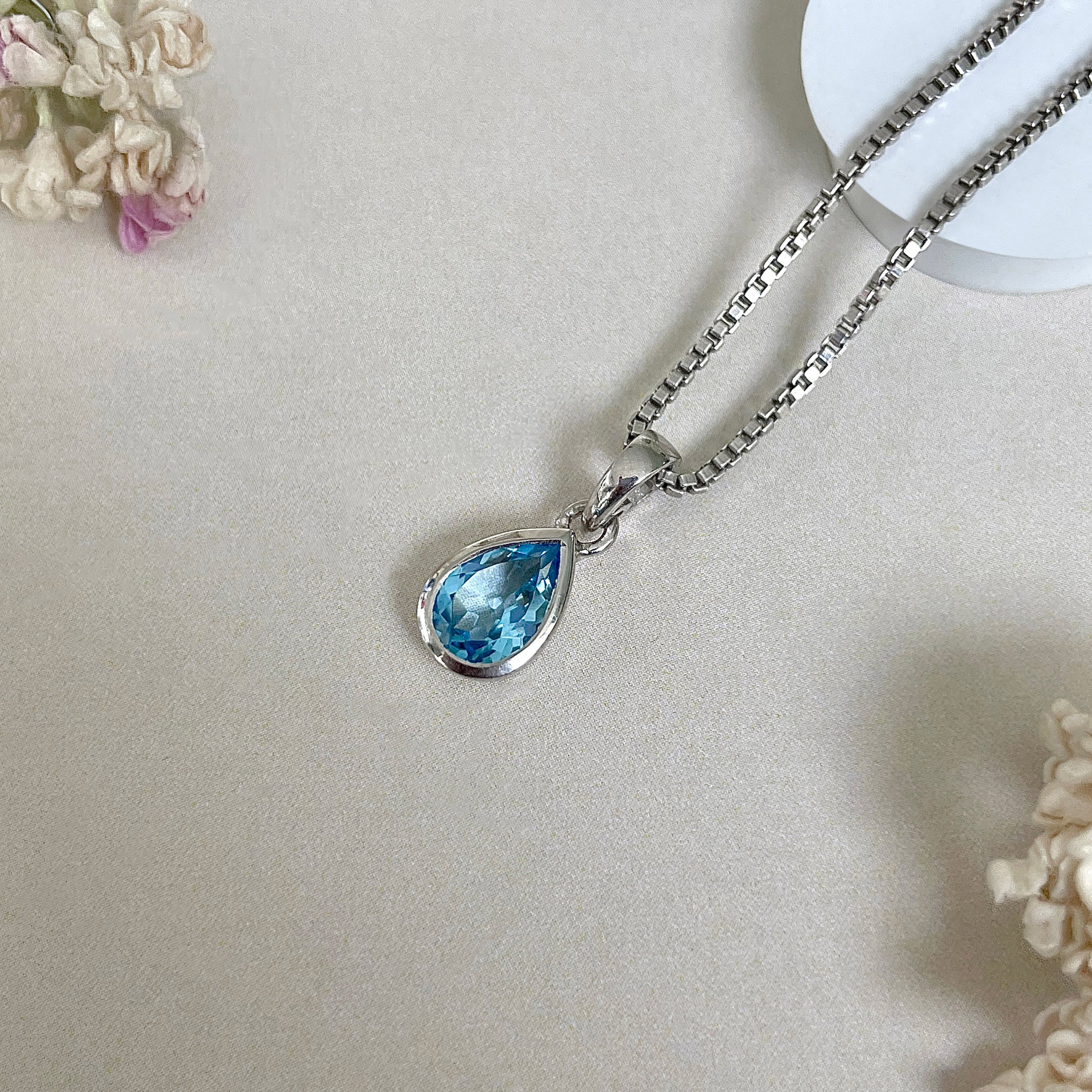 Swiss Blue Topaz Pendant-(SBTZ-SP-956.)