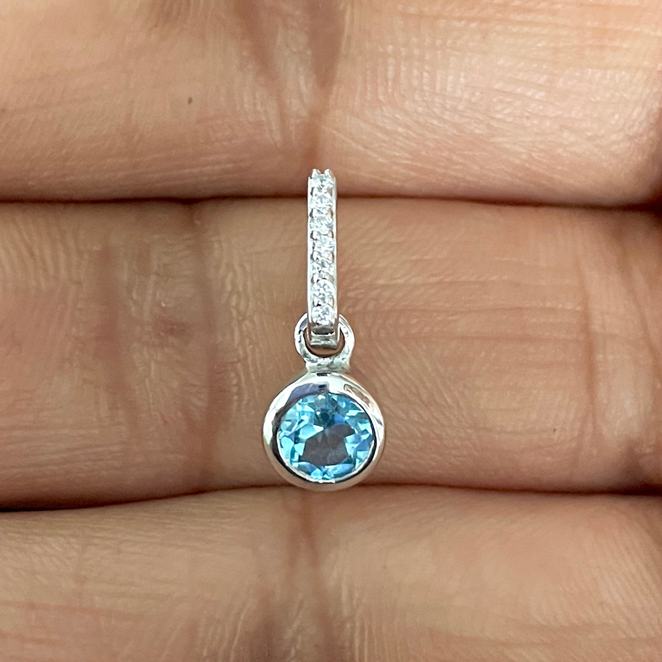 Swiss Blue Topaz & White Topaz Pendant-(SBTZ-SP-957.)