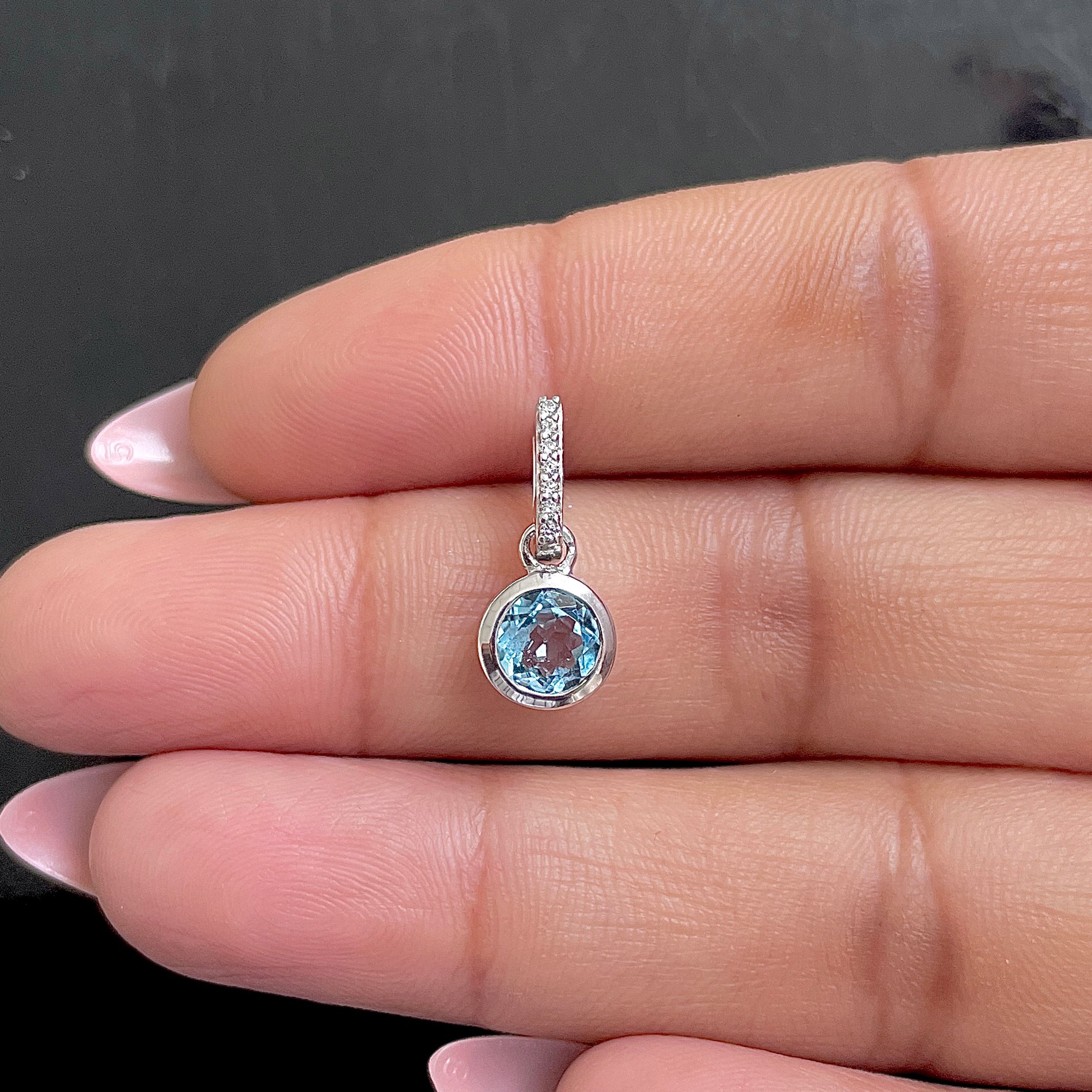 Swiss Blue Topaz & White Topaz Pendant-(SBTZ-SP-958.)