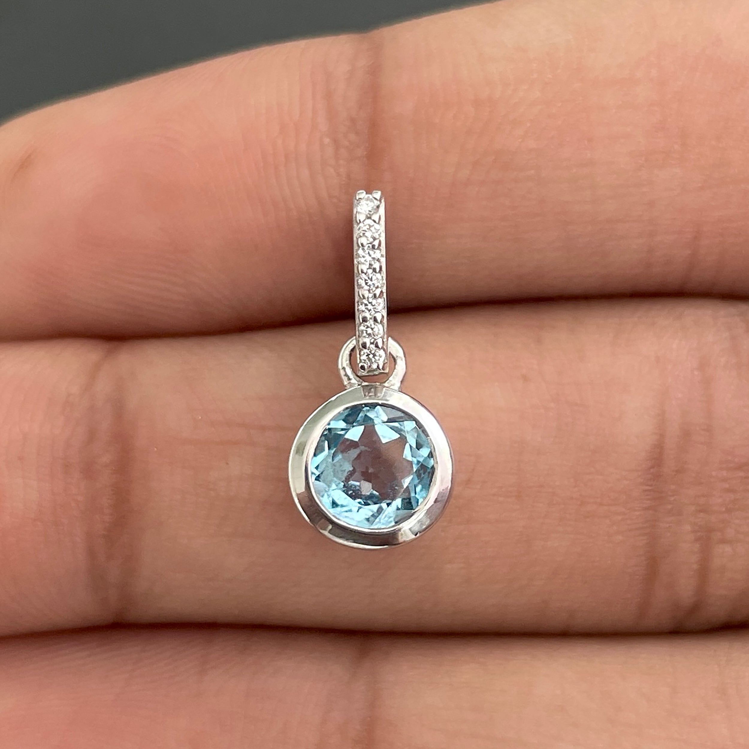 Swiss Blue Topaz & White Topaz Pendant-(SBTZ-SP-958.)