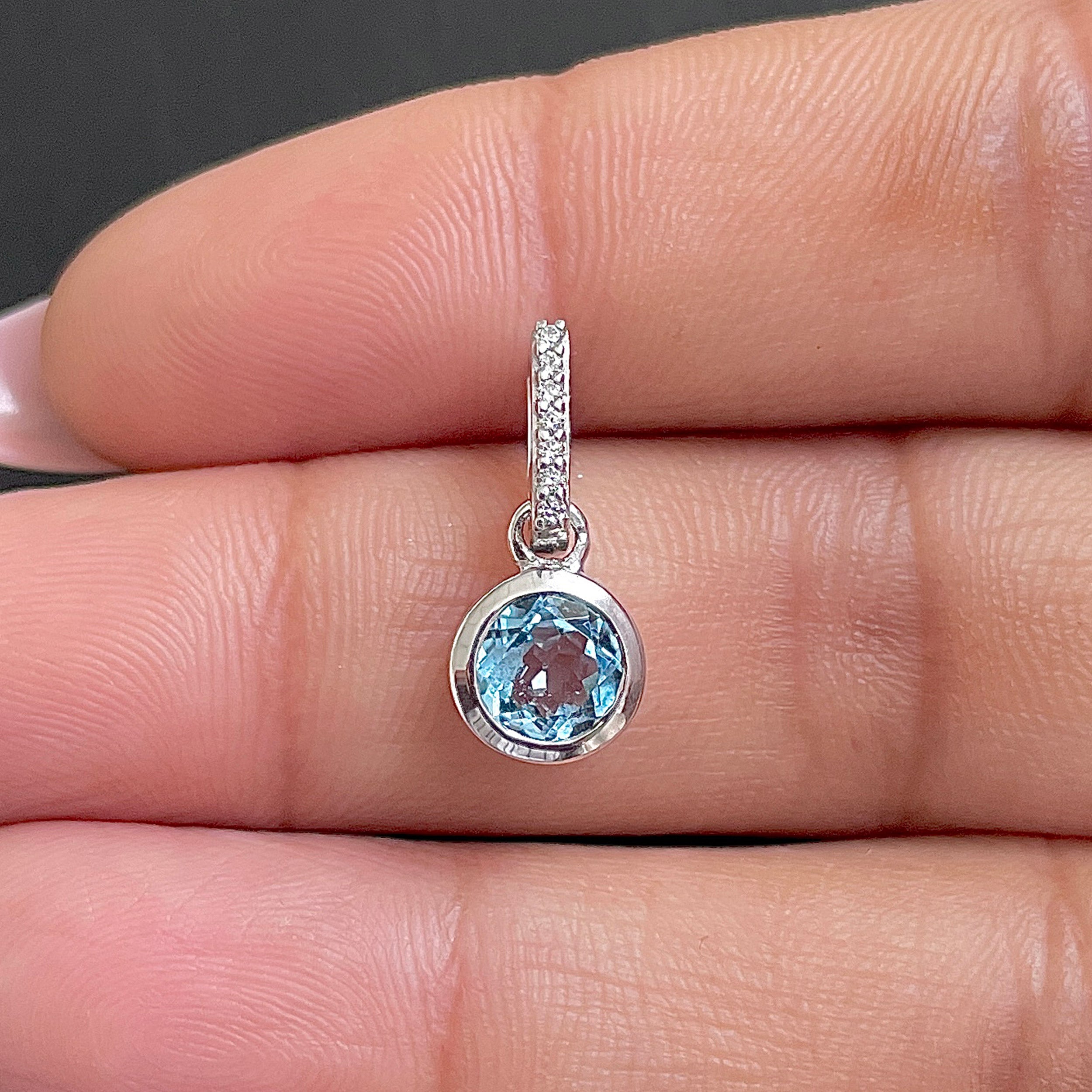 Swiss Blue Topaz & White Topaz Pendant-(SBTZ-SP-958.)