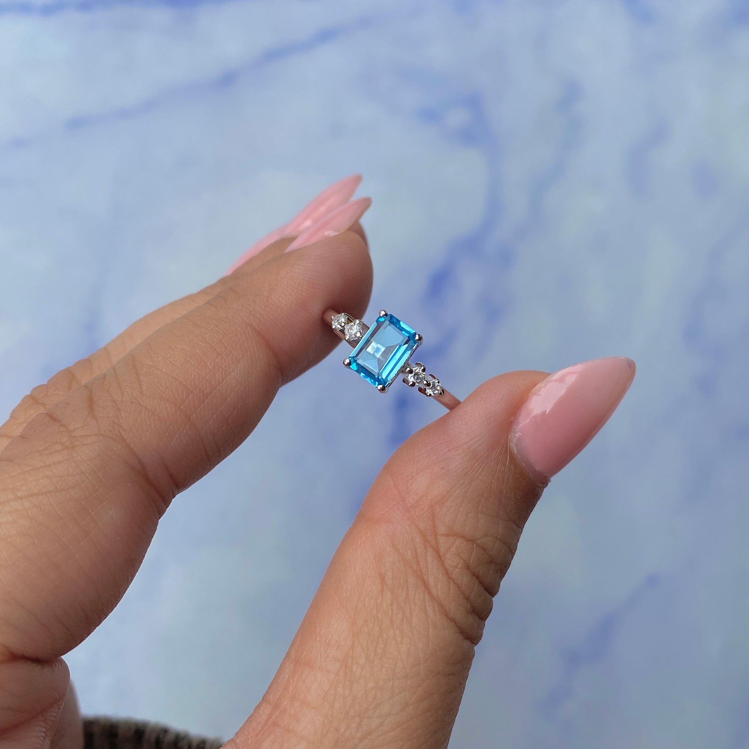 Swiss Blue Topaz Ring-(SBTZ-SR-2187.)
