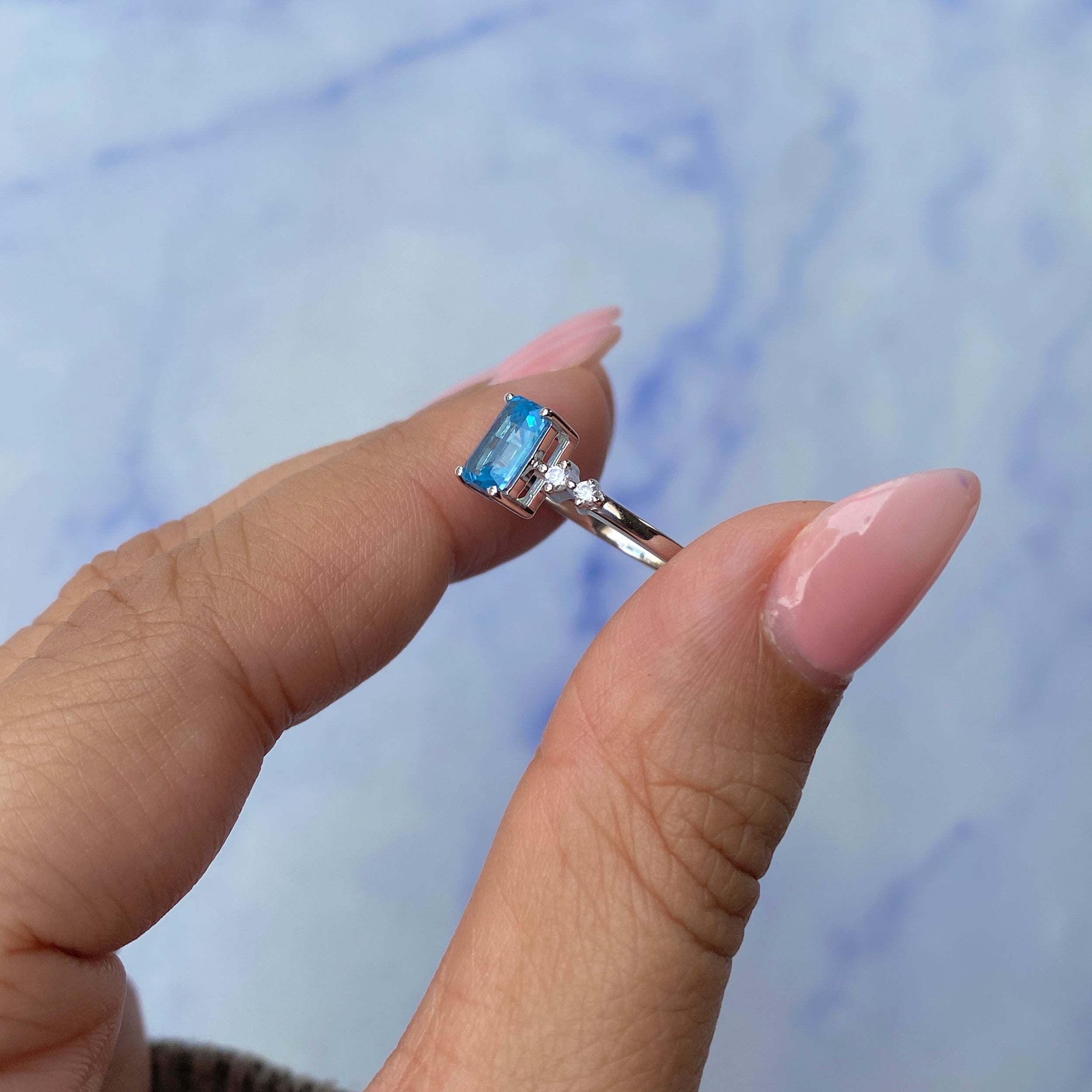 Swiss Blue Topaz Ring-(SBTZ-SR-2187.)