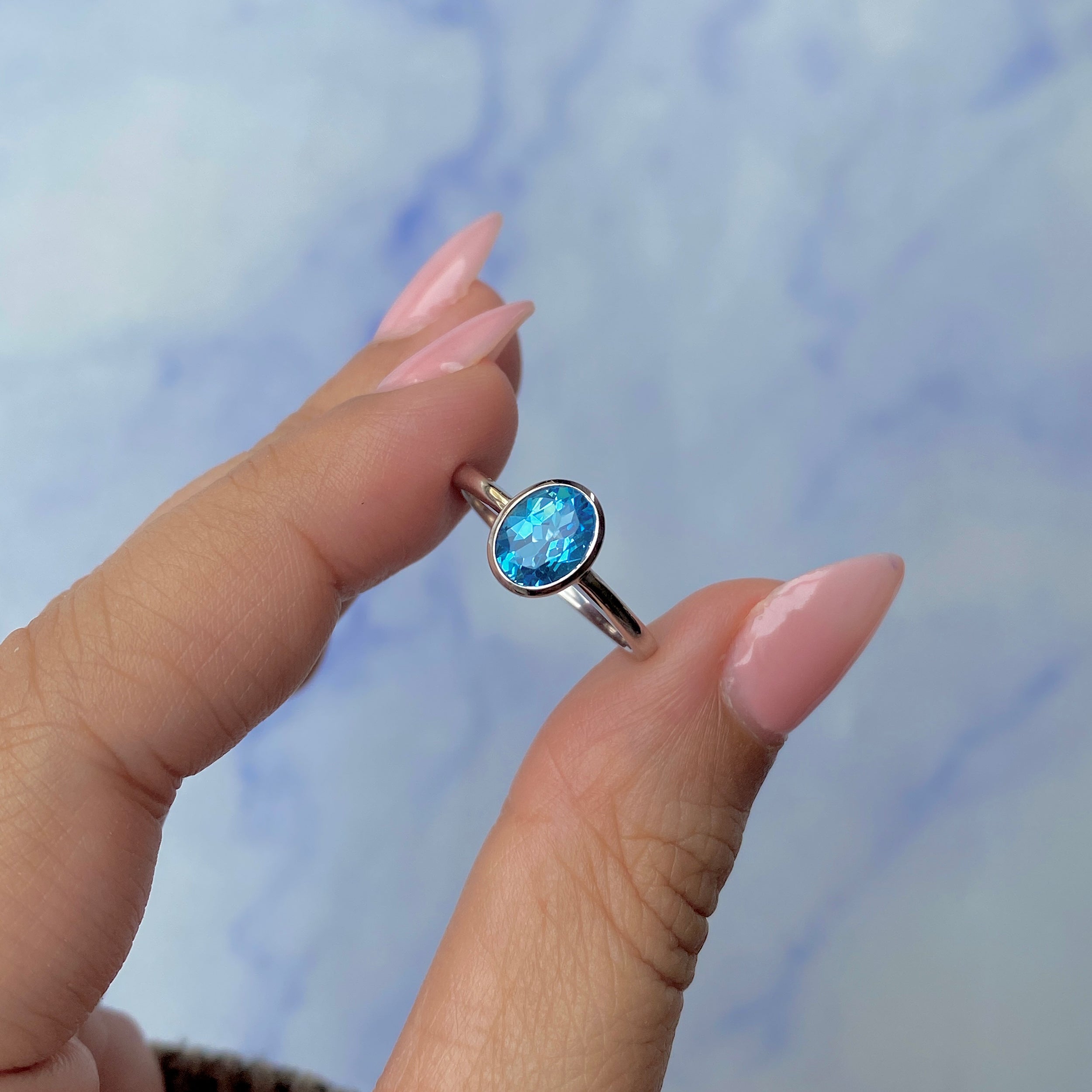 Swiss Blue Topaz Ring-(SBTZ-SR-248.)