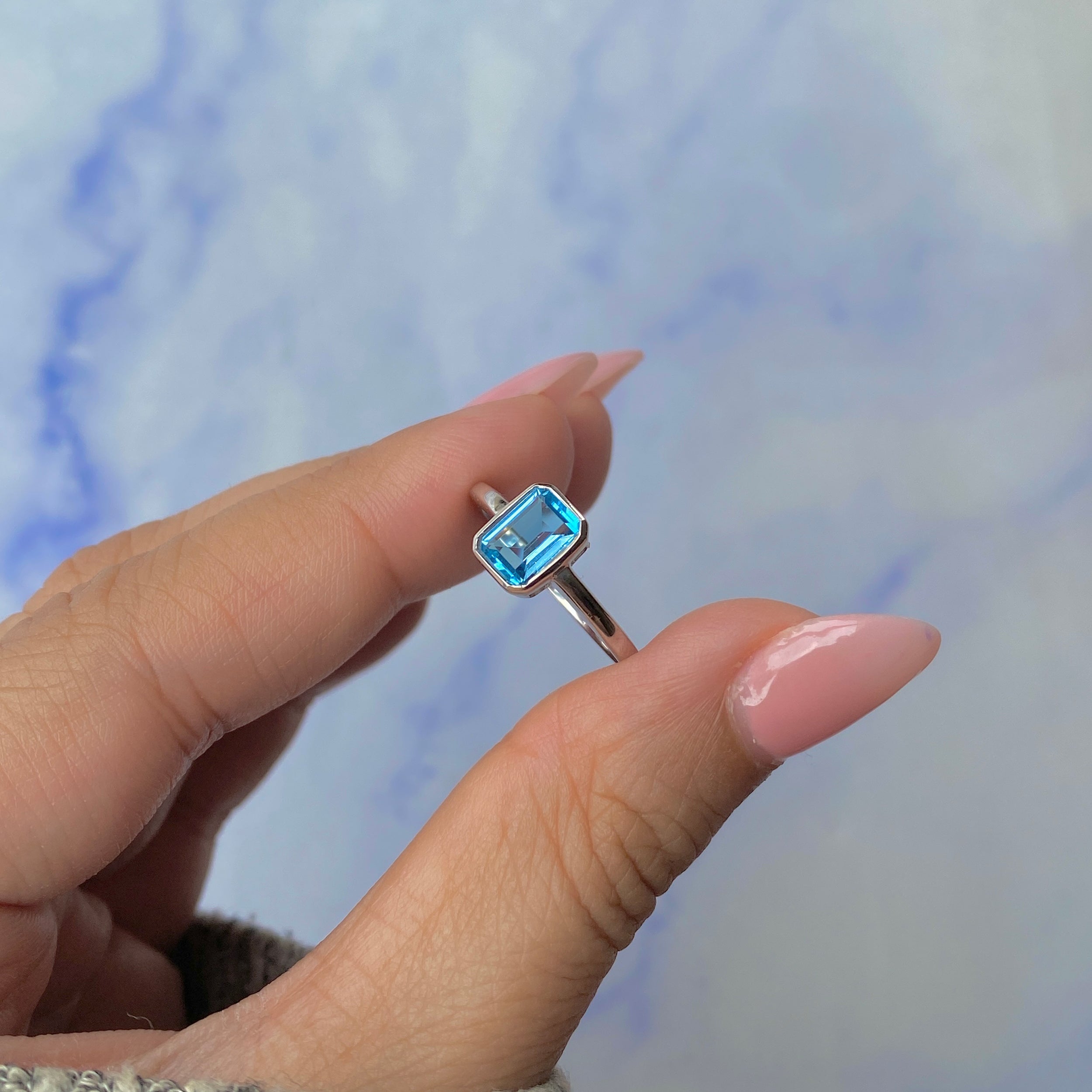 Swiss Blue Topaz Ring-(SBTZ-SR-2765.)