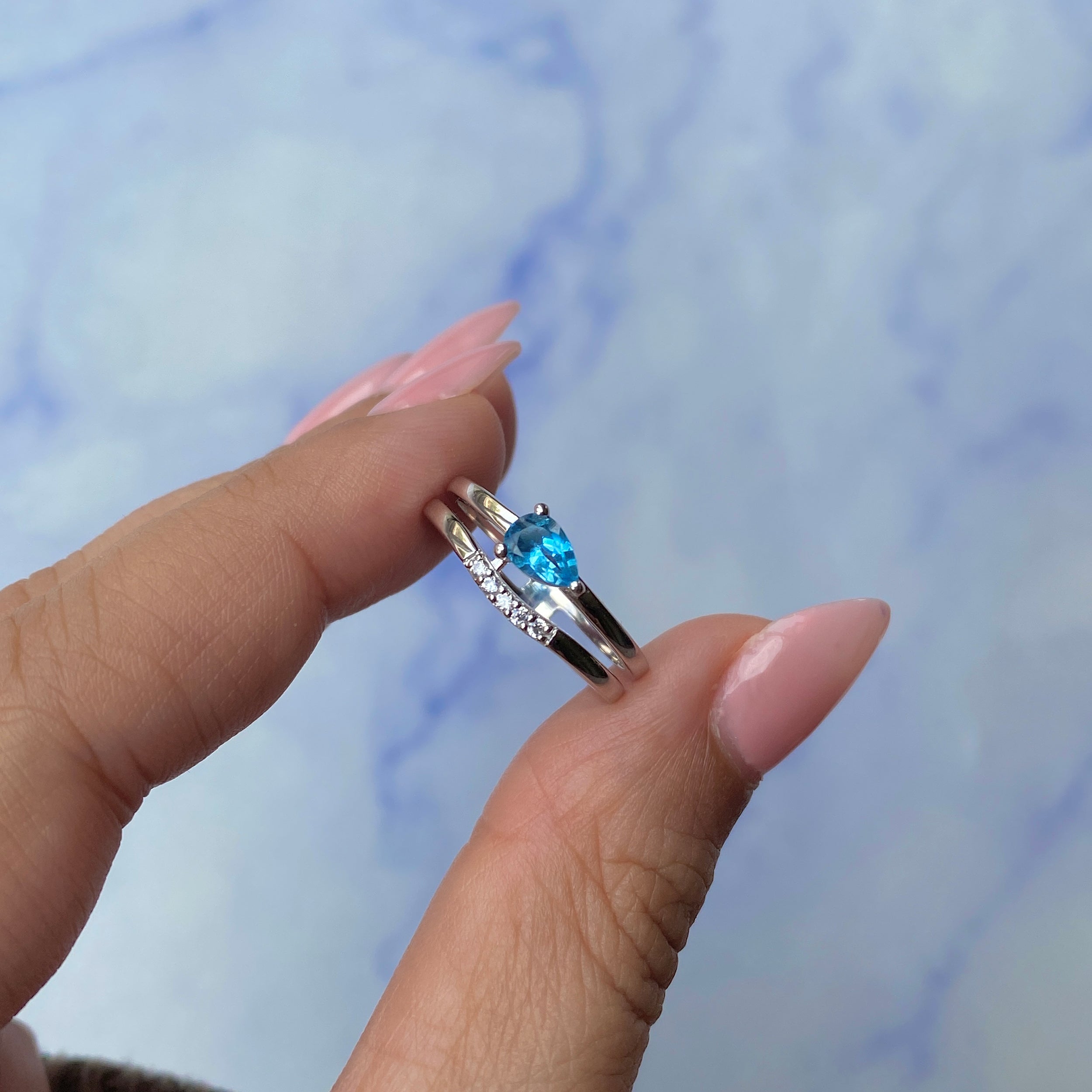 Swiss Blue Topaz Ring-(SBTZ-SR-2862.)