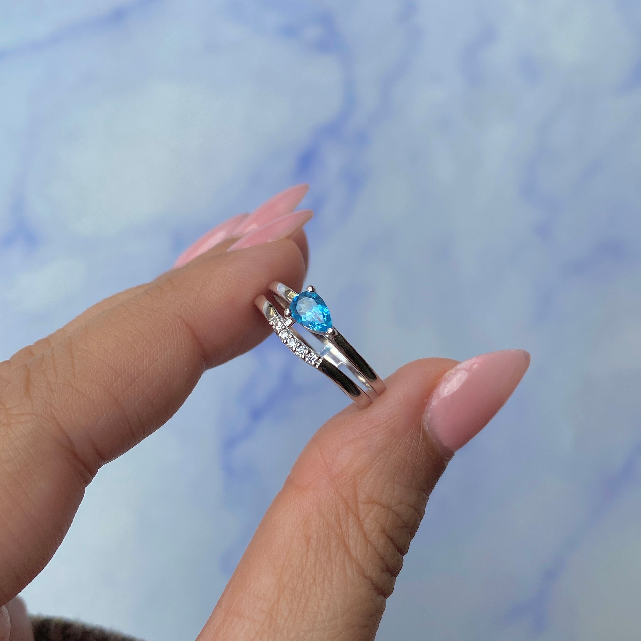 Swiss Blue Topaz Ring-(SBTZ-SR-2862.)