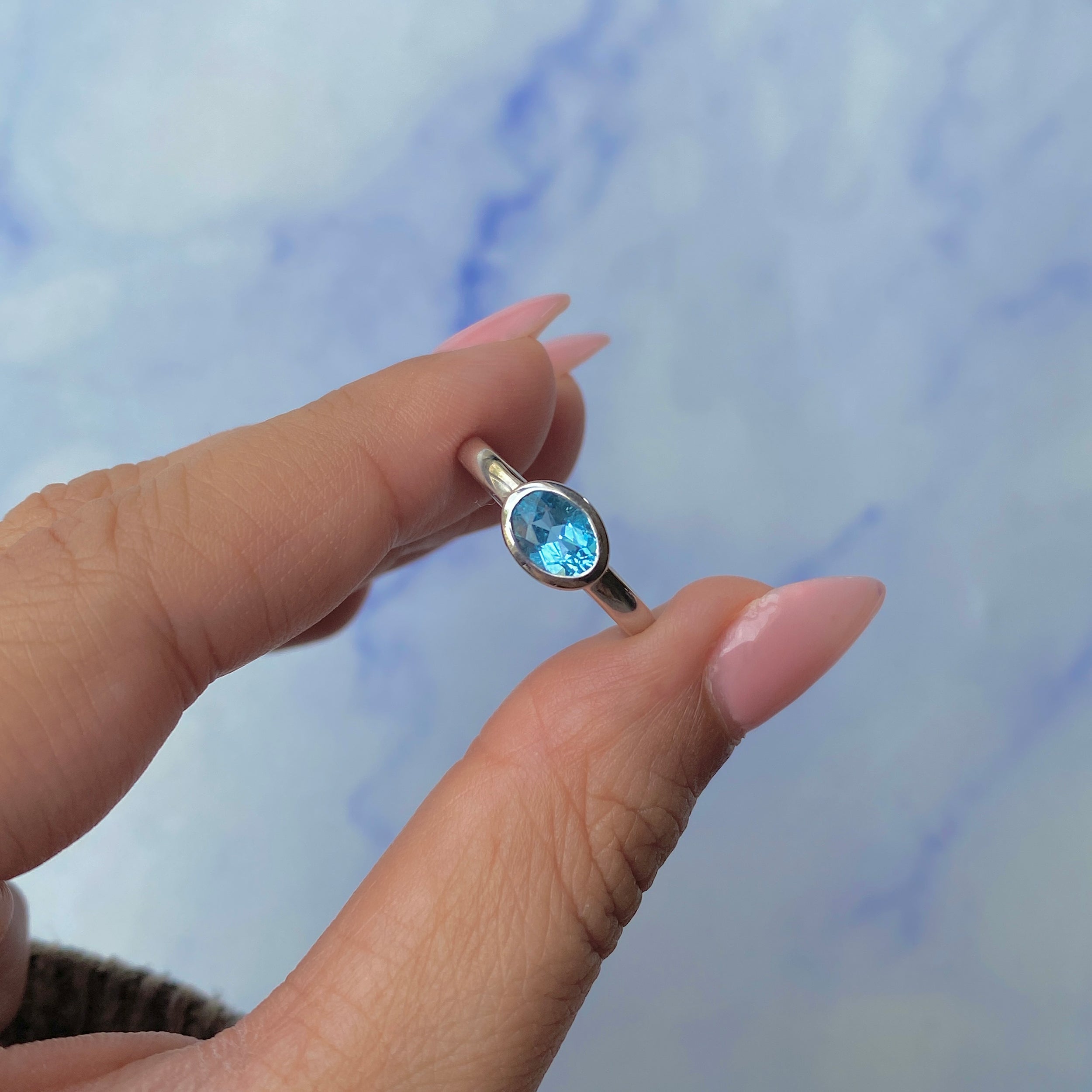 Swiss Blue Topaz Ring-(SBTZ-SR-4026.)