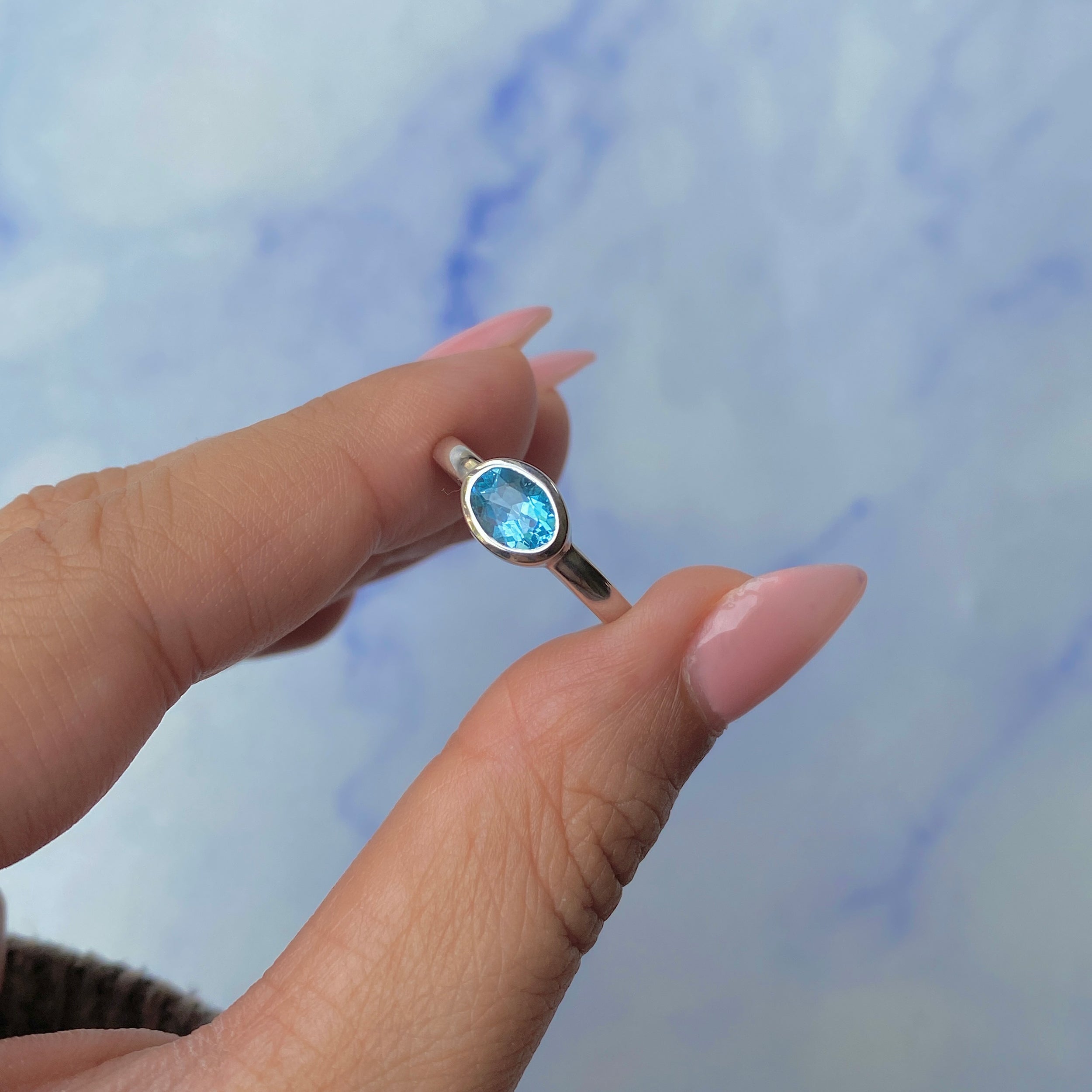 Swiss Blue Topaz Ring-(SBTZ-SR-4026.)