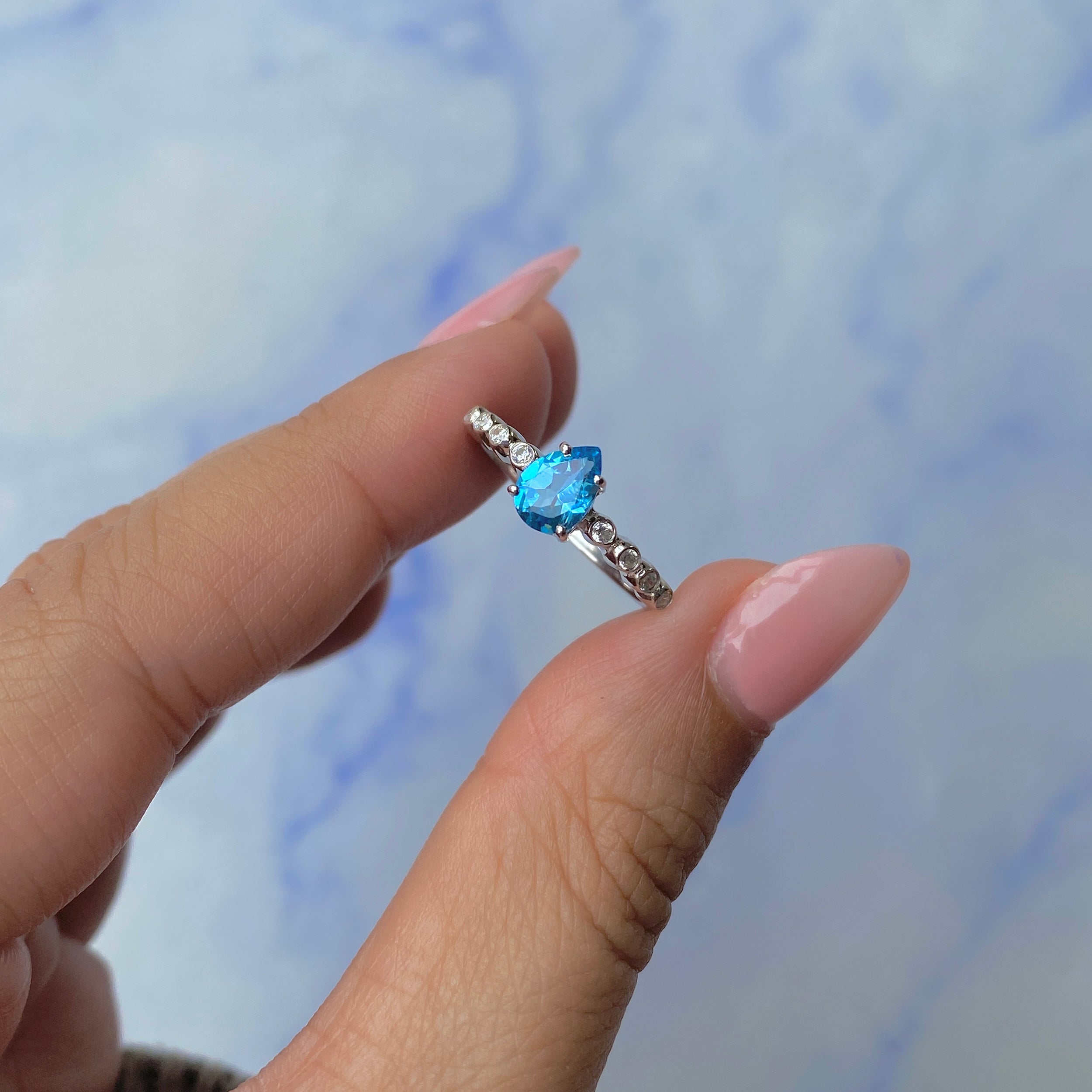 Swiss Blue Topaz Ring-(SBTZ-SR-419D-W.)