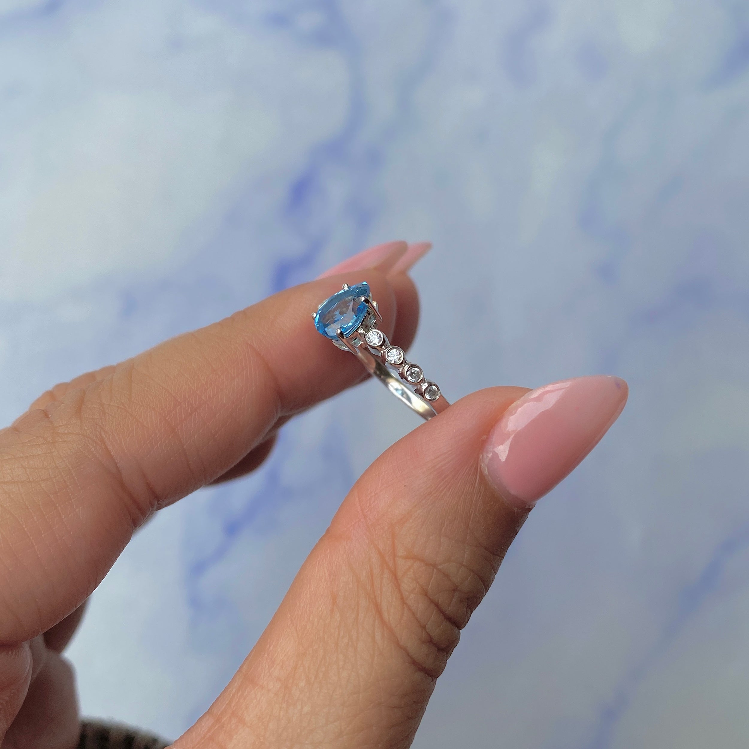 Swiss Blue Topaz Ring-(SBTZ-SR-419D-W.)