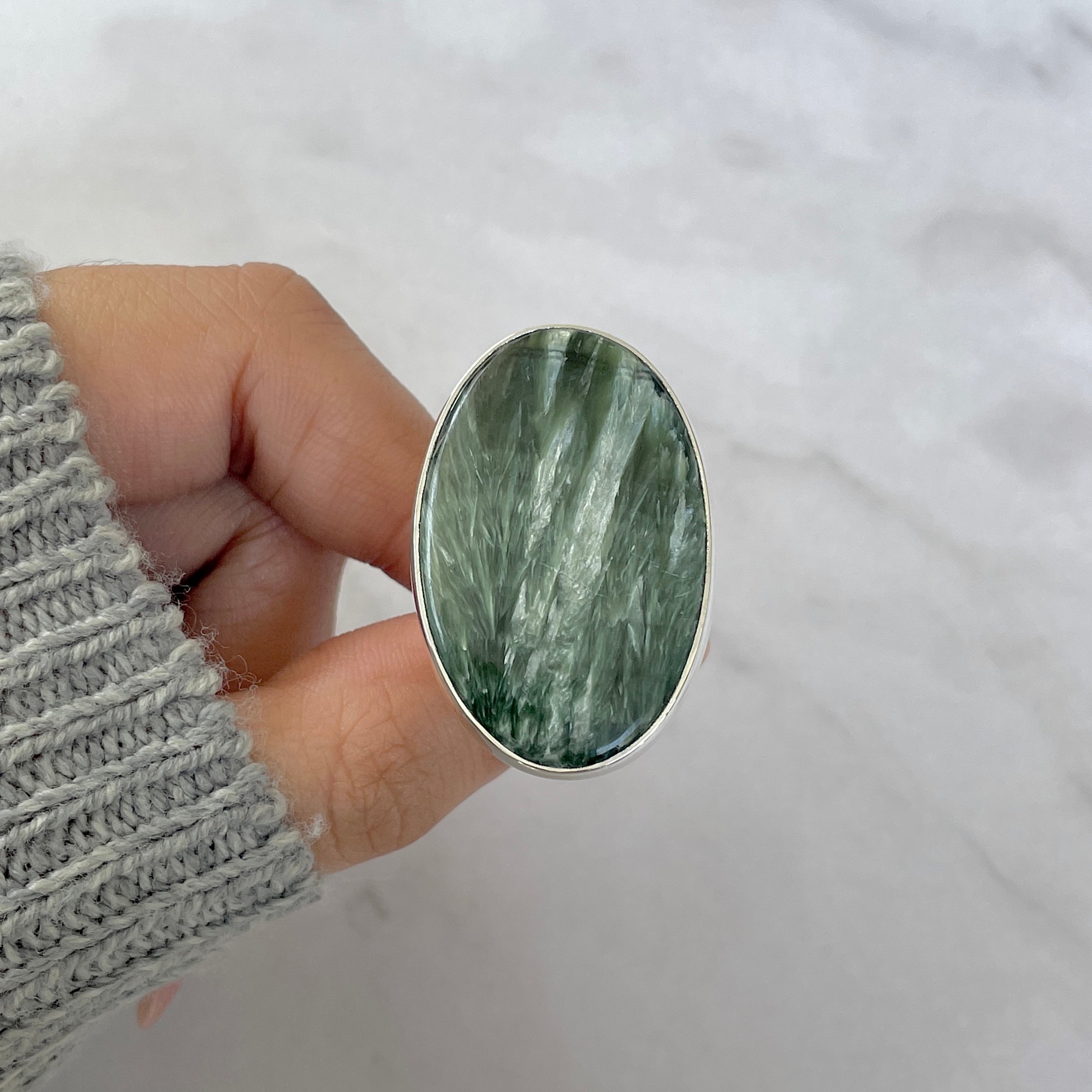 Seraphinite Adjustable Ring-(SER-R-36.)