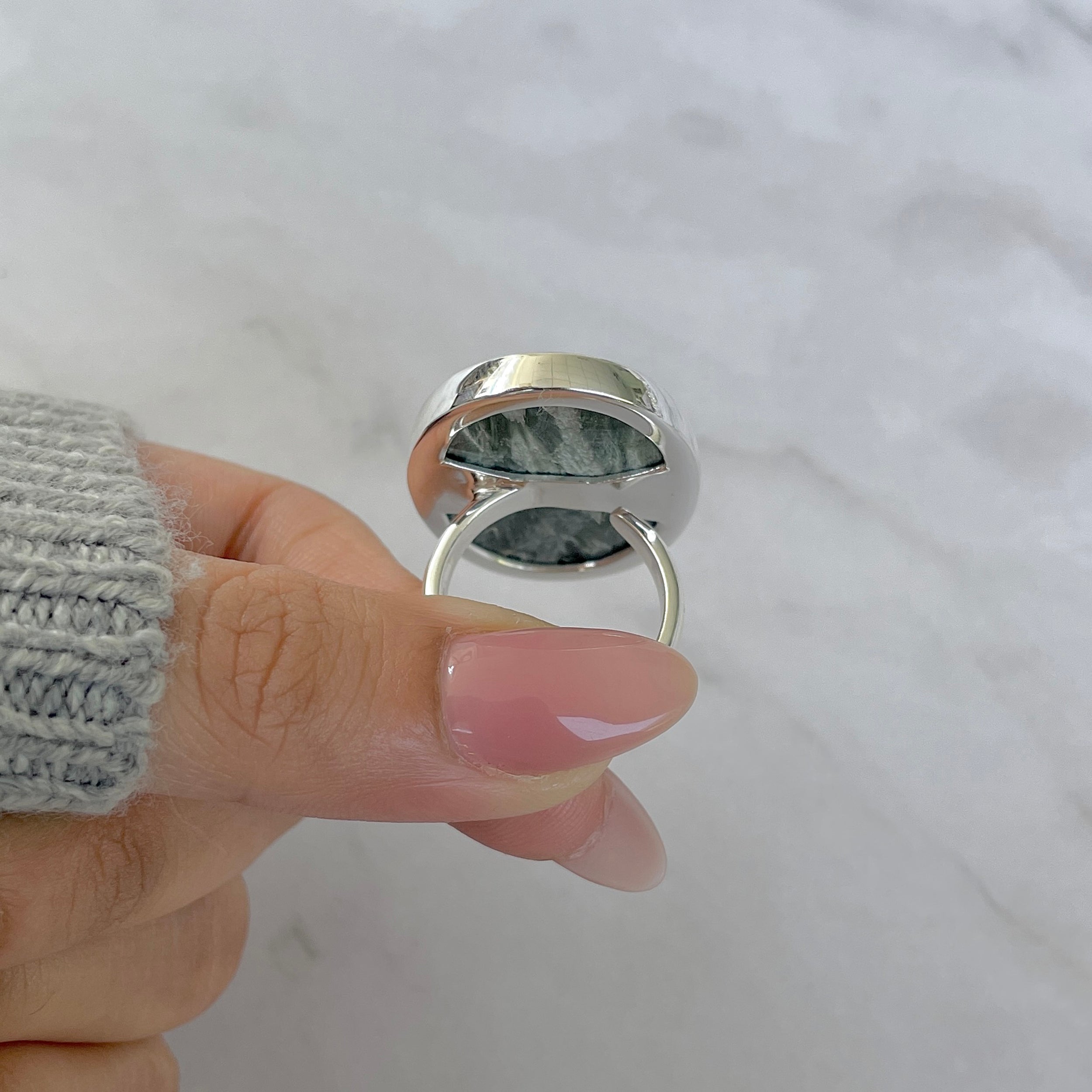 Seraphinite Adjustable Ring-(SER-R-36.)
